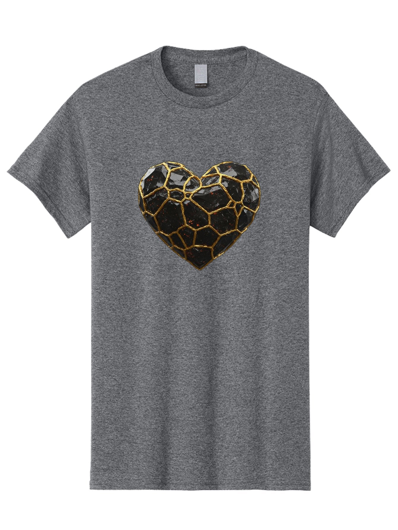 Kintsugi-Heart-8 Men'S Graphic Tee, 100% Cotton, Comfortable Casual Summer Wear, Machine Washable, Kintsugi Art, Broken Heart, Gold Repair, Cracked Gemstone, Luxury Jewelry, Unique Decoration, Symbolic Heart, Repaired Heart, Precious Stone, Bae063 4