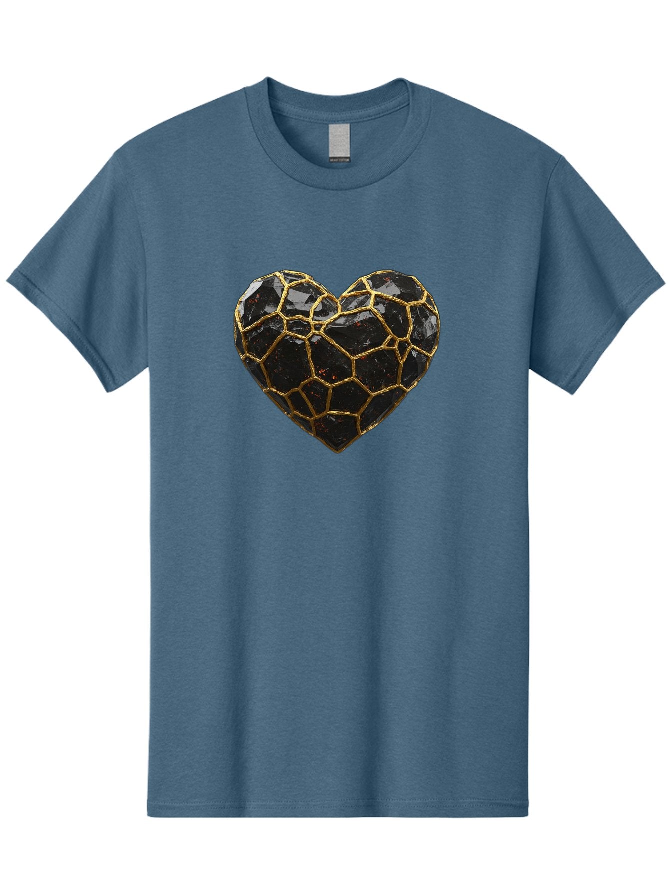 Kintsugi-Heart-8 Men'S Graphic Tee, 100% Cotton, Comfortable Casual Summer Wear, Machine Washable, Kintsugi Art, Broken Heart, Gold Repair, Cracked Gemstone, Luxury Jewelry, Unique Decoration, Symbolic Heart, Repaired Heart, Precious Stone, Bae063 15