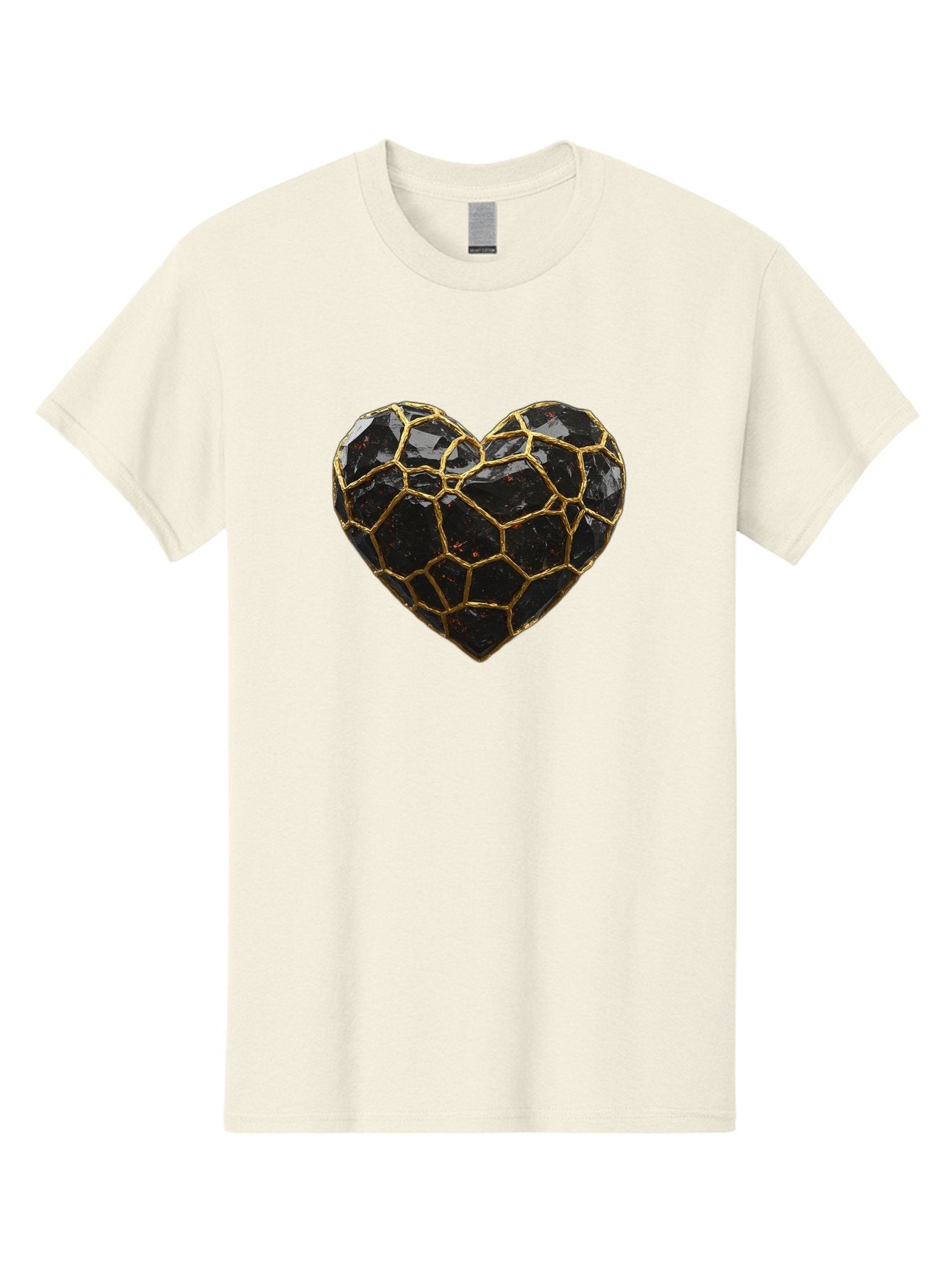 Kintsugi-Heart-8 Men'S Graphic Tee, 100% Cotton, Comfortable Casual Summer Wear, Machine Washable, Kintsugi Art, Broken Heart, Gold Repair, Cracked Gemstone, Luxury Jewelry, Unique Decoration, Symbolic Heart, Repaired Heart, Precious Stone, Bae063 11