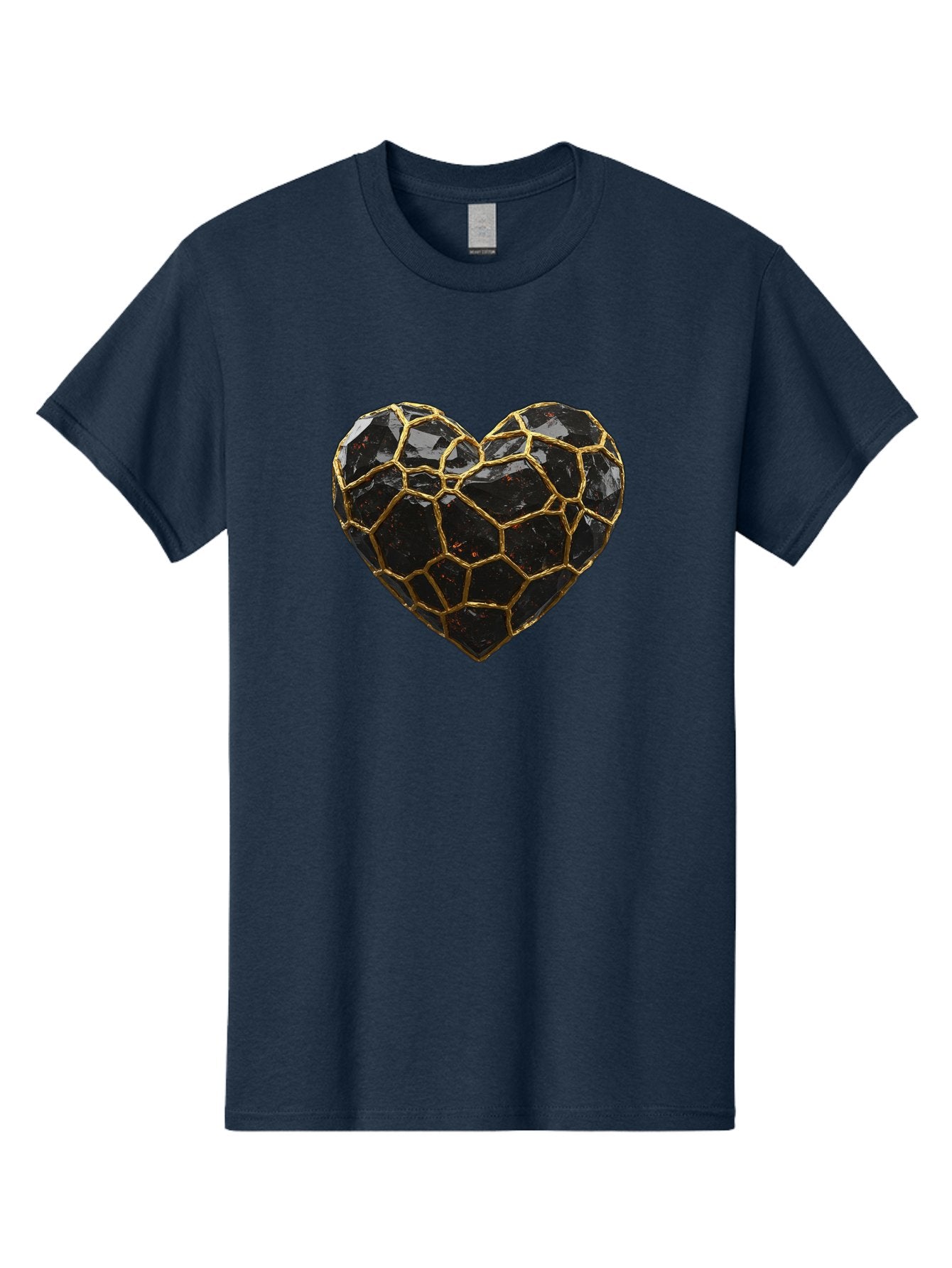 Kintsugi-Heart-8 Men'S Graphic Tee, 100% Cotton, Comfortable Casual Summer Wear, Machine Washable, Kintsugi Art, Broken Heart, Gold Repair, Cracked Gemstone, Luxury Jewelry, Unique Decoration, Symbolic Heart, Repaired Heart, Precious Stone, Bae063 10