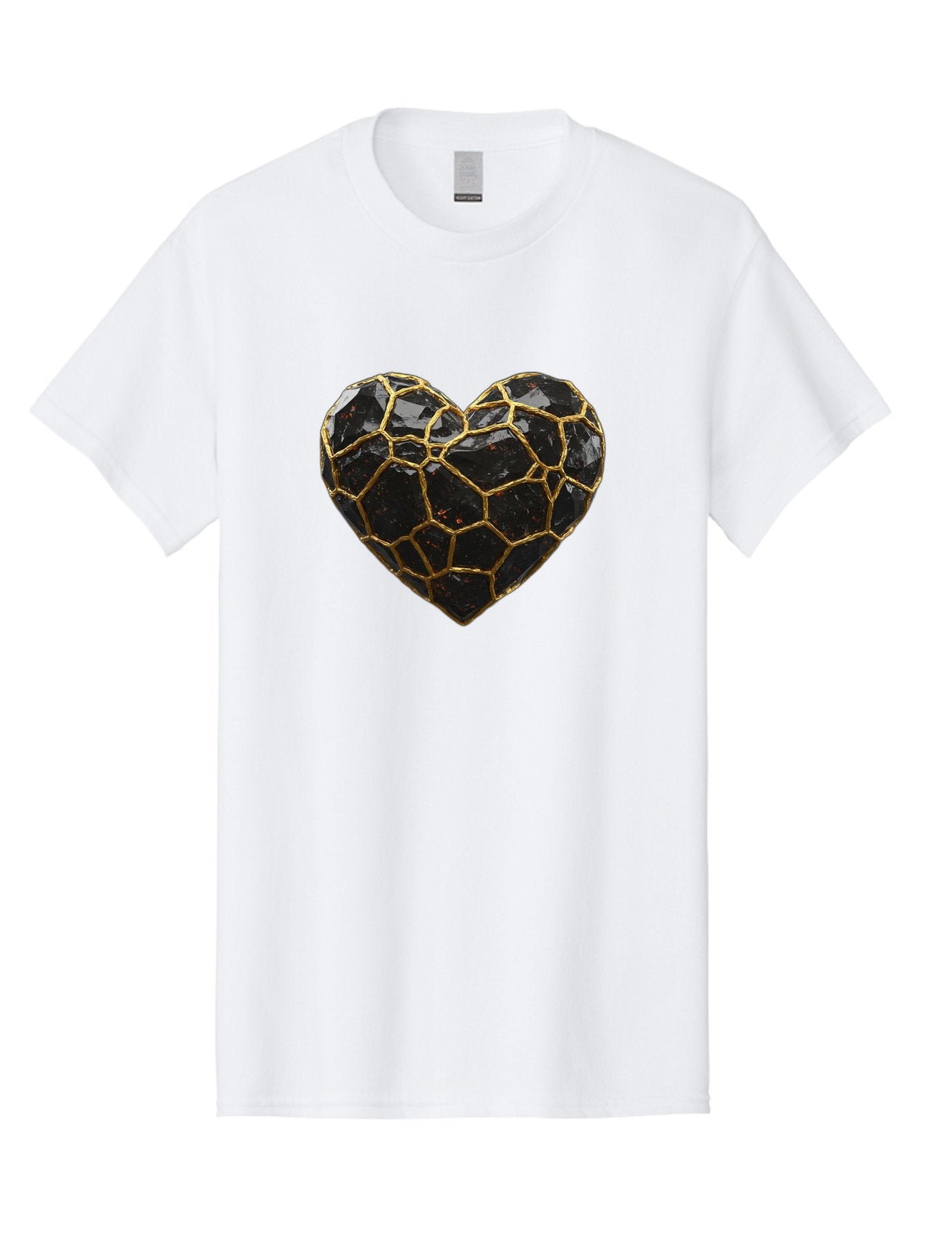 Kintsugi-Heart-8 Men'S Graphic Tee, 100% Cotton, Comfortable Casual Summer Wear, Machine Washable, Kintsugi Art, Broken Heart, Gold Repair, Cracked Gemstone, Luxury Jewelry, Unique Decoration, Symbolic Heart, Repaired Heart, Precious Stone, Bae063 7