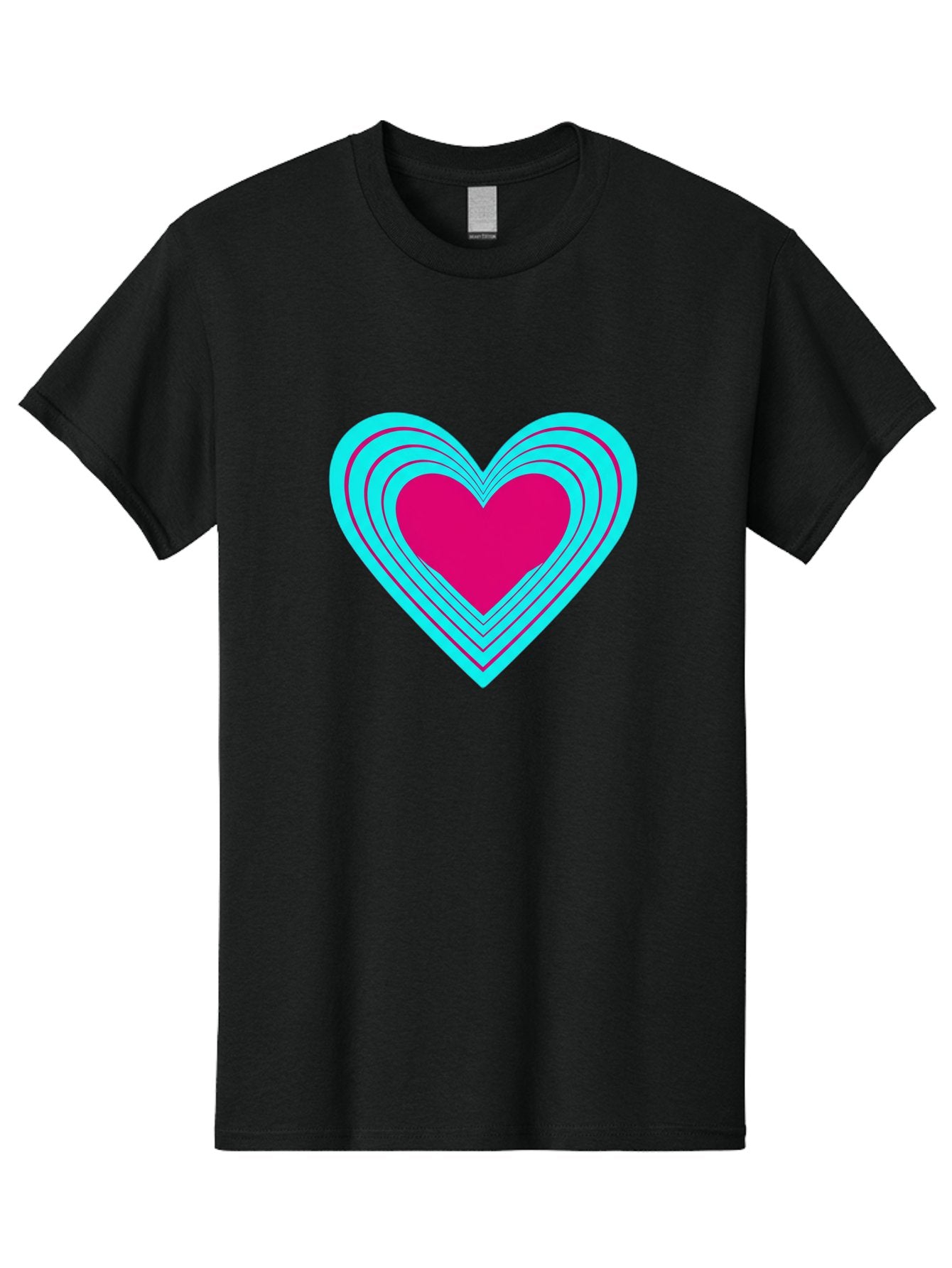 Layered-Heart Men'S Graphic Tee, 100% Cotton, Comfortable Casual Summer Wear, Machine Washable, Layered Heart, Pink And Blue Heart, Love Symbol, Valentine'S Day, Heart Shape, Digital Art, Graphic Design, Layered Effect Bae065 7