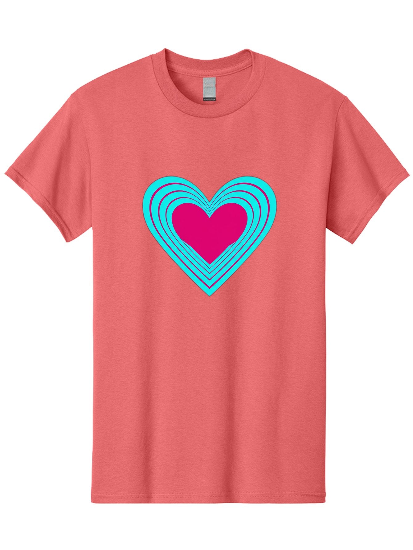 Layered-Heart Men'S Graphic Tee, 100% Cotton, Comfortable Casual Summer Wear, Machine Washable, Layered Heart, Pink And Blue Heart, Love Symbol, Valentine'S Day, Heart Shape, Digital Art, Graphic Design, Layered Effect Bae065 12