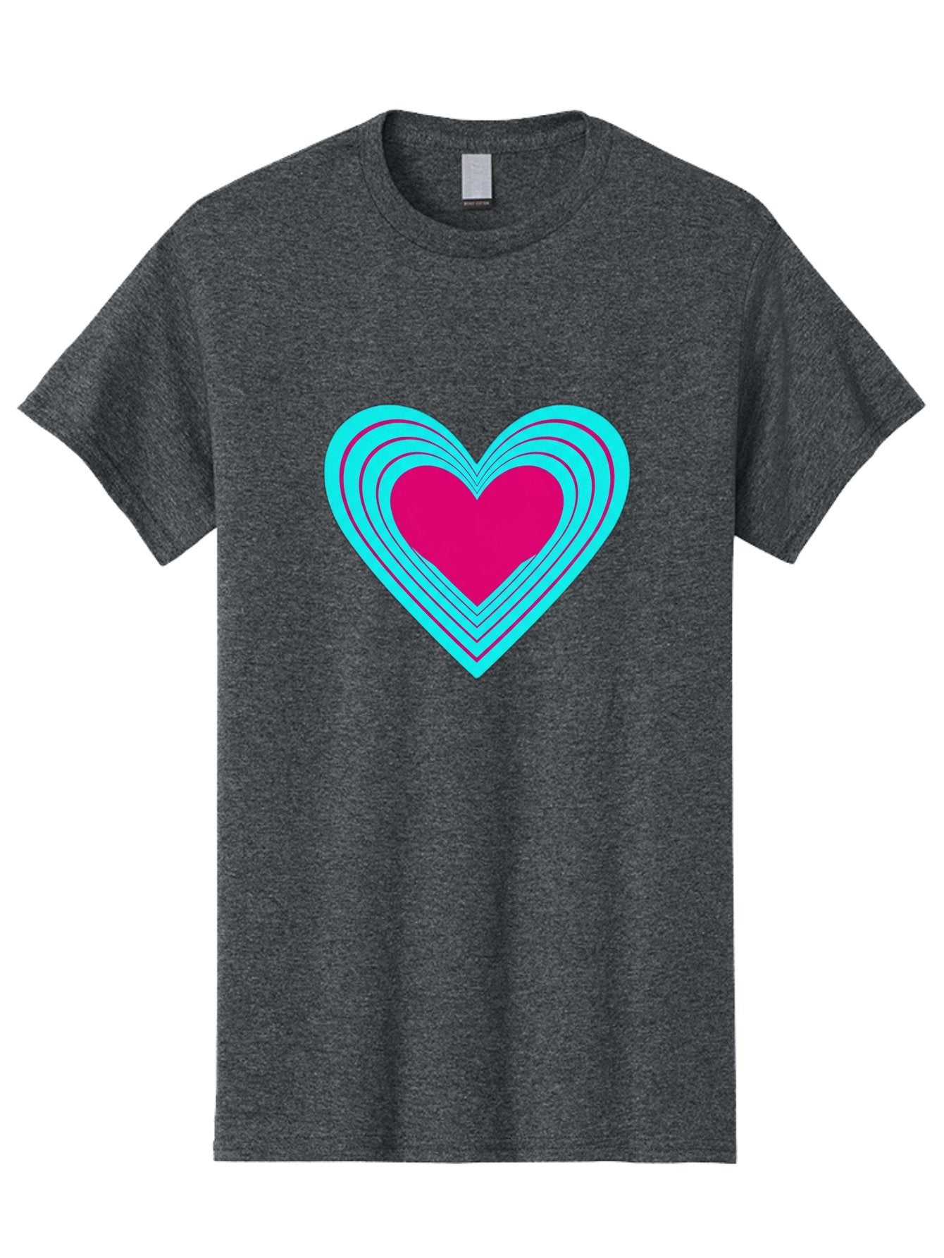 Layered-Heart Men'S Graphic Tee, 100% Cotton, Comfortable Casual Summer Wear, Machine Washable, Layered Heart, Pink And Blue Heart, Love Symbol, Valentine'S Day, Heart Shape, Digital Art, Graphic Design, Layered Effect Bae065 15