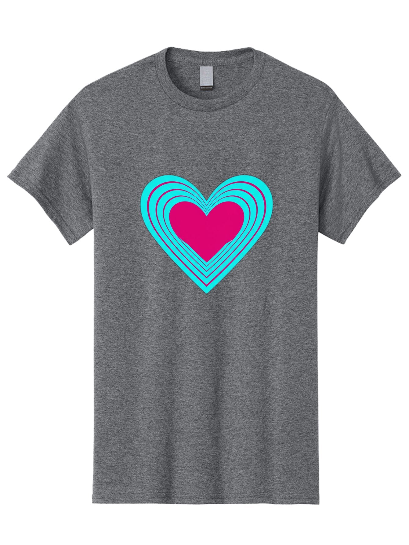 Layered-Heart Men'S Graphic Tee, 100% Cotton, Comfortable Casual Summer Wear, Machine Washable, Layered Heart, Pink And Blue Heart, Love Symbol, Valentine'S Day, Heart Shape, Digital Art, Graphic Design, Layered Effect Bae065 3