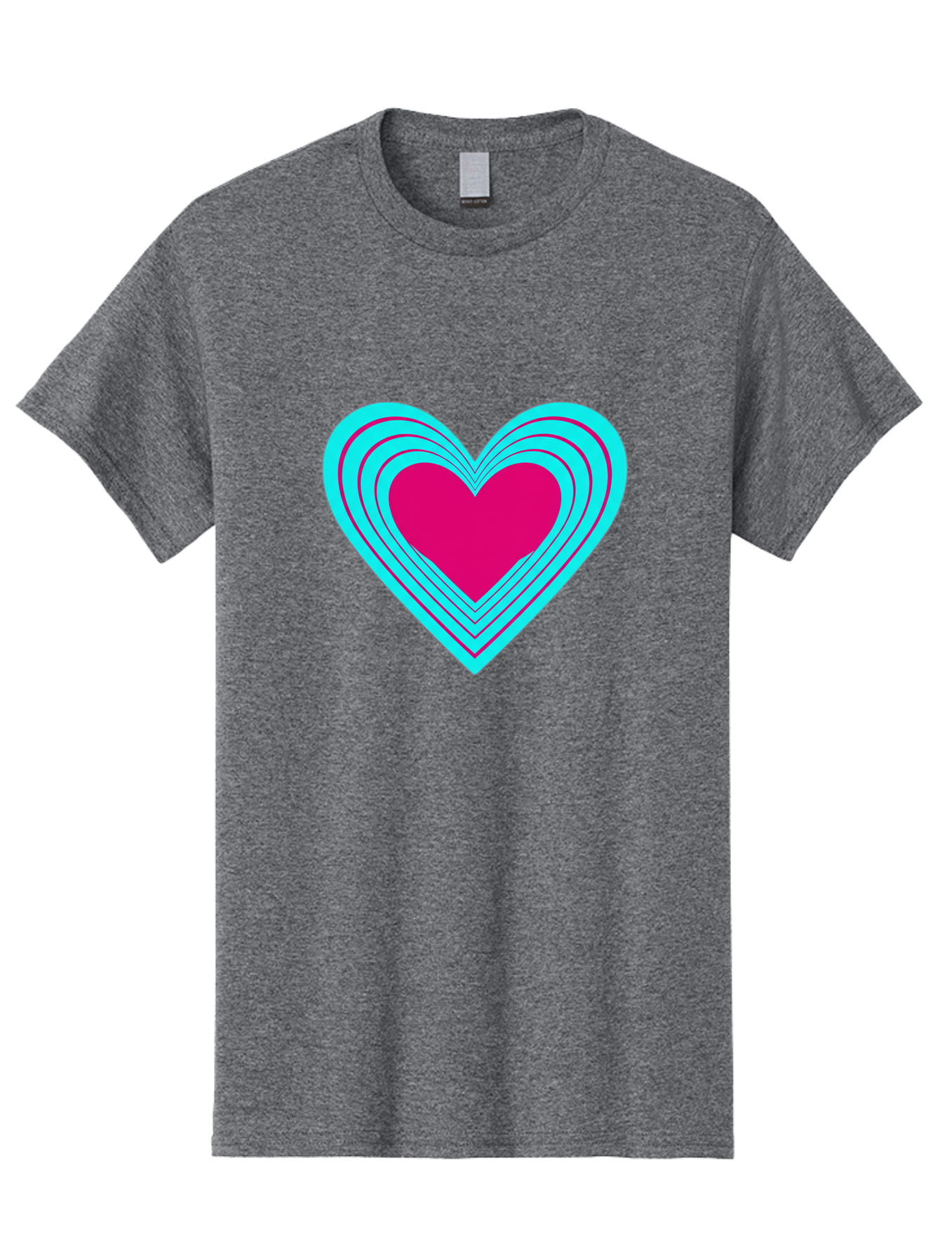 Layered-Heart Men'S Graphic Tee, 100% Cotton, Comfortable Casual Summer Wear, Machine Washable, Layered Heart, Pink And Blue Heart, Love Symbol, Valentine'S Day, Heart Shape, Digital Art, Graphic Design, Layered Effect Bae065 9