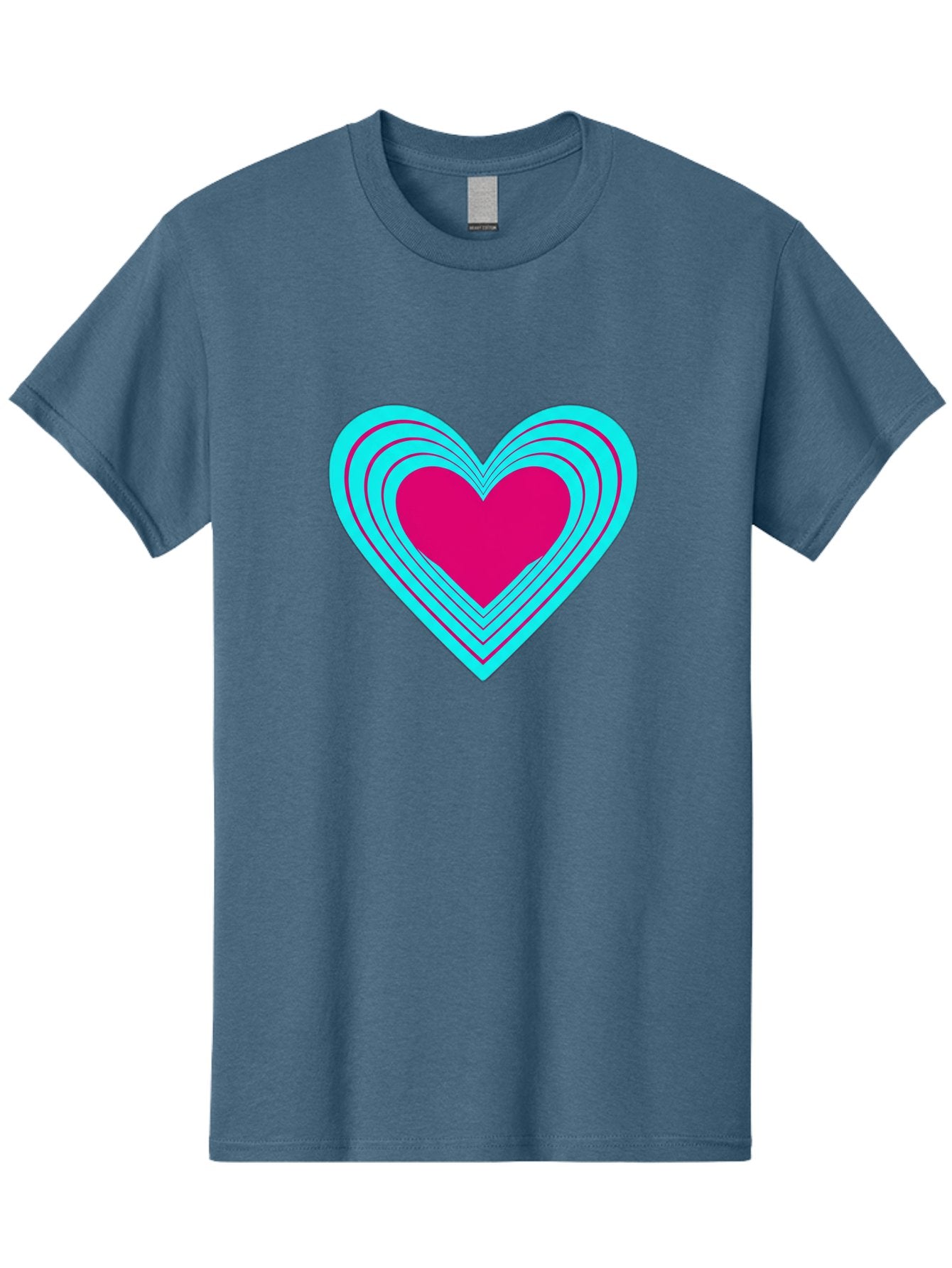 Layered-Heart Men'S Graphic Tee, 100% Cotton, Comfortable Casual Summer Wear, Machine Washable, Layered Heart, Pink And Blue Heart, Love Symbol, Valentine'S Day, Heart Shape, Digital Art, Graphic Design, Layered Effect Bae065 5