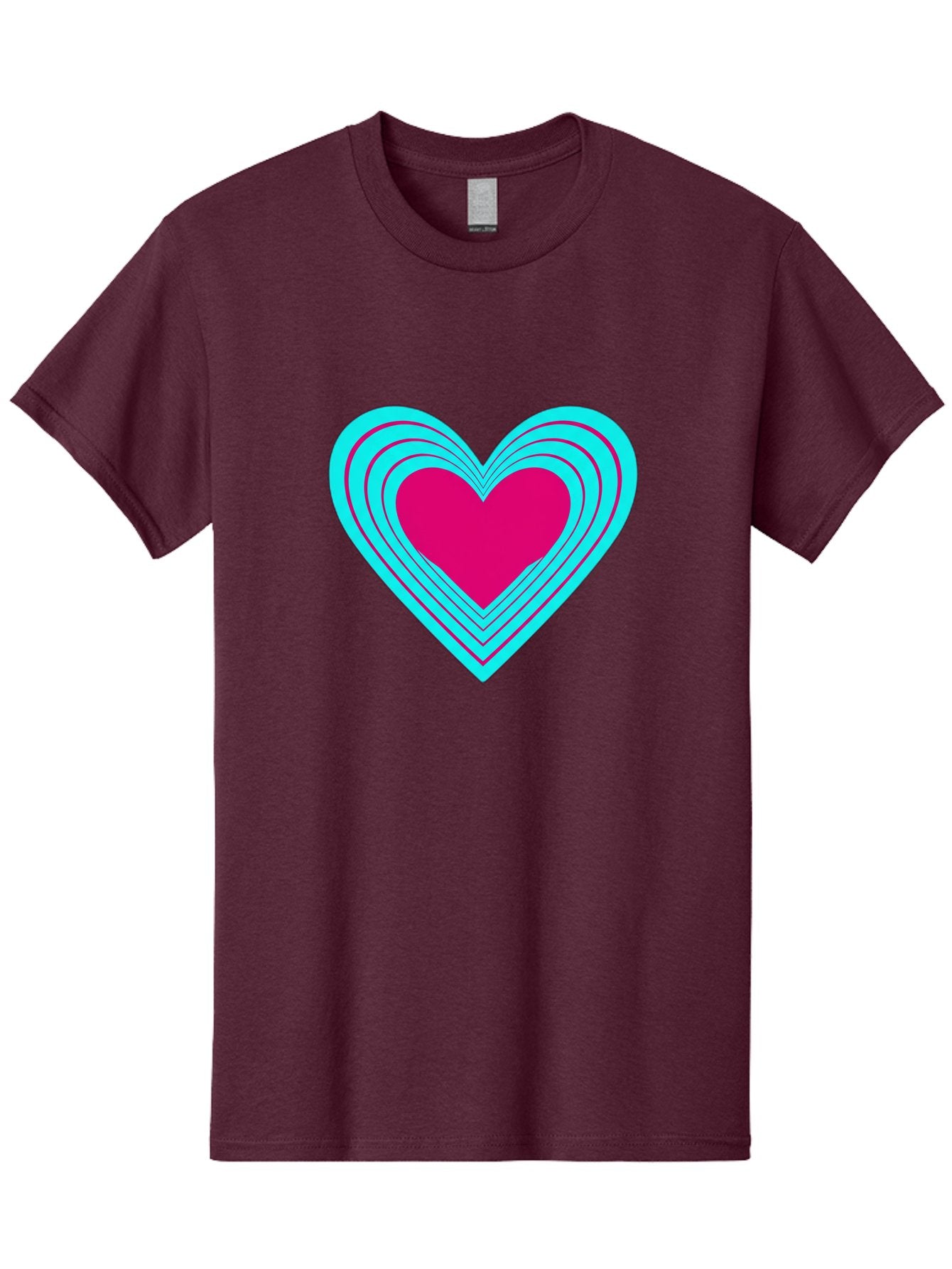 Layered-Heart Men'S Graphic Tee, 100% Cotton, Comfortable Casual Summer Wear, Machine Washable, Layered Heart, Pink And Blue Heart, Love Symbol, Valentine'S Day, Heart Shape, Digital Art, Graphic Design, Layered Effect Bae065 8