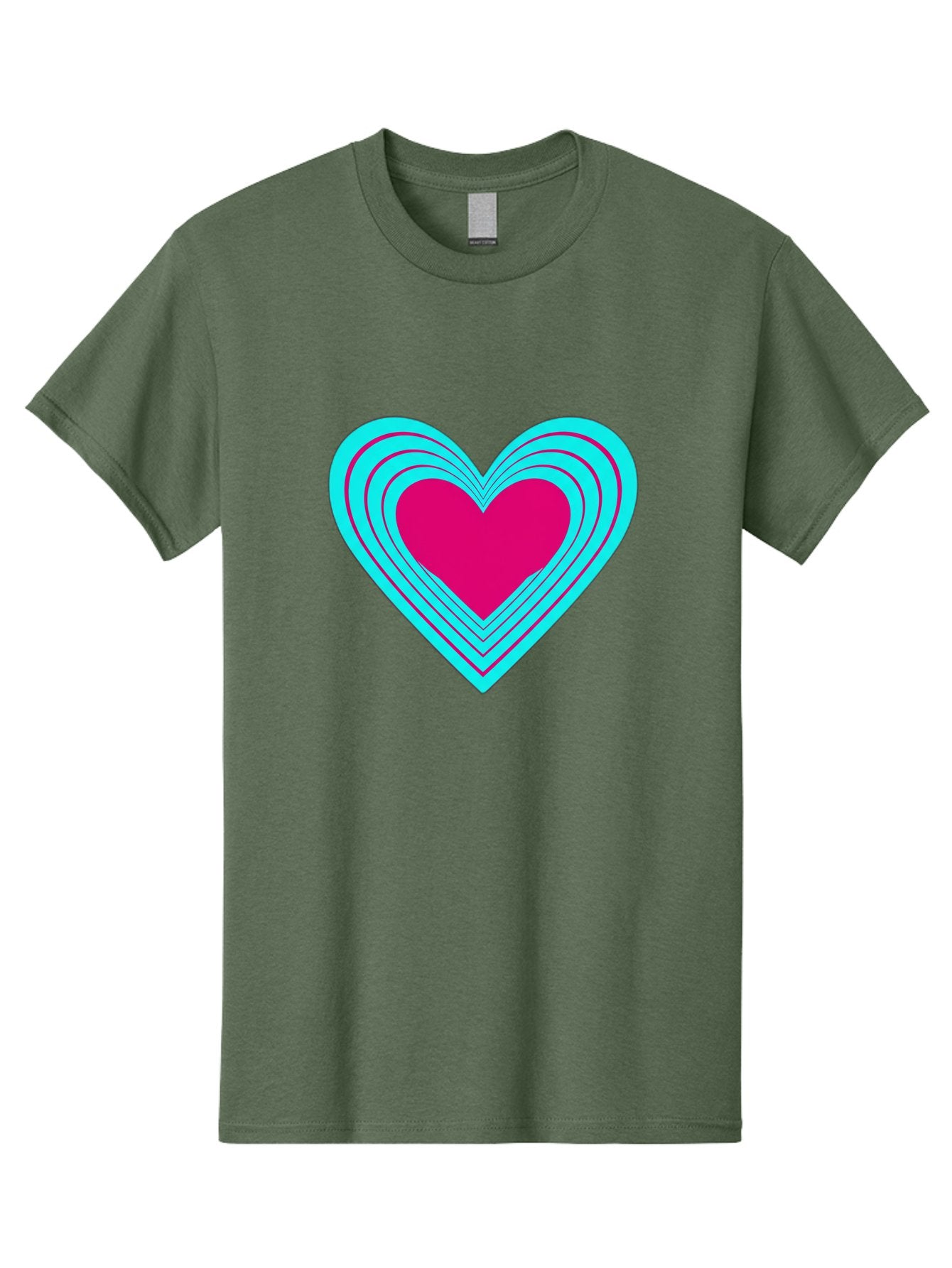 Layered-Heart Men'S Graphic Tee, 100% Cotton, Comfortable Casual Summer Wear, Machine Washable, Layered Heart, Pink And Blue Heart, Love Symbol, Valentine'S Day, Heart Shape, Digital Art, Graphic Design, Layered Effect Bae065