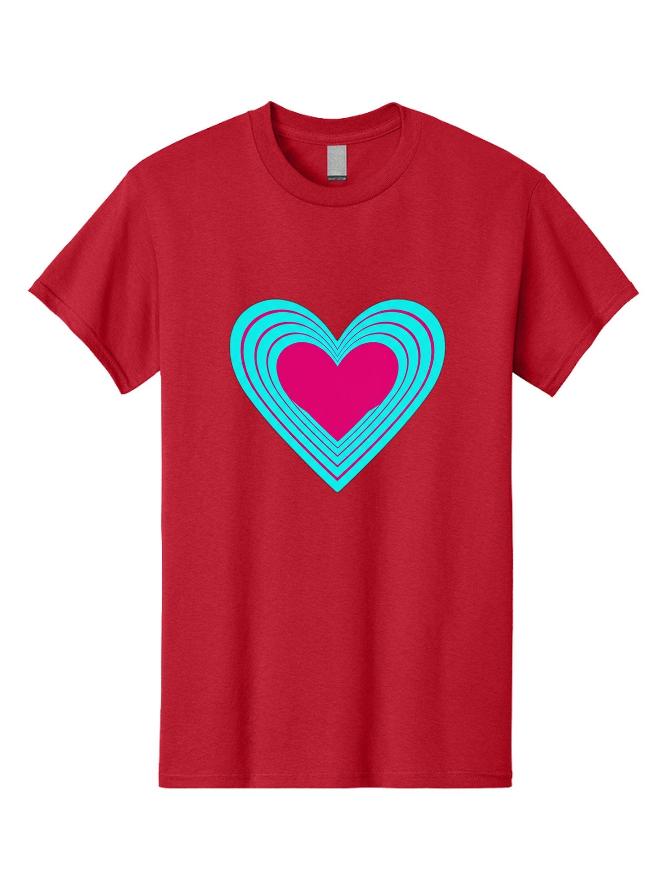 Layered-Heart Men'S Graphic Tee, 100% Cotton, Comfortable Casual Summer Wear, Machine Washable, Layered Heart, Pink And Blue Heart, Love Symbol, Valentine'S Day, Heart Shape, Digital Art, Graphic Design, Layered Effect Bae065 9