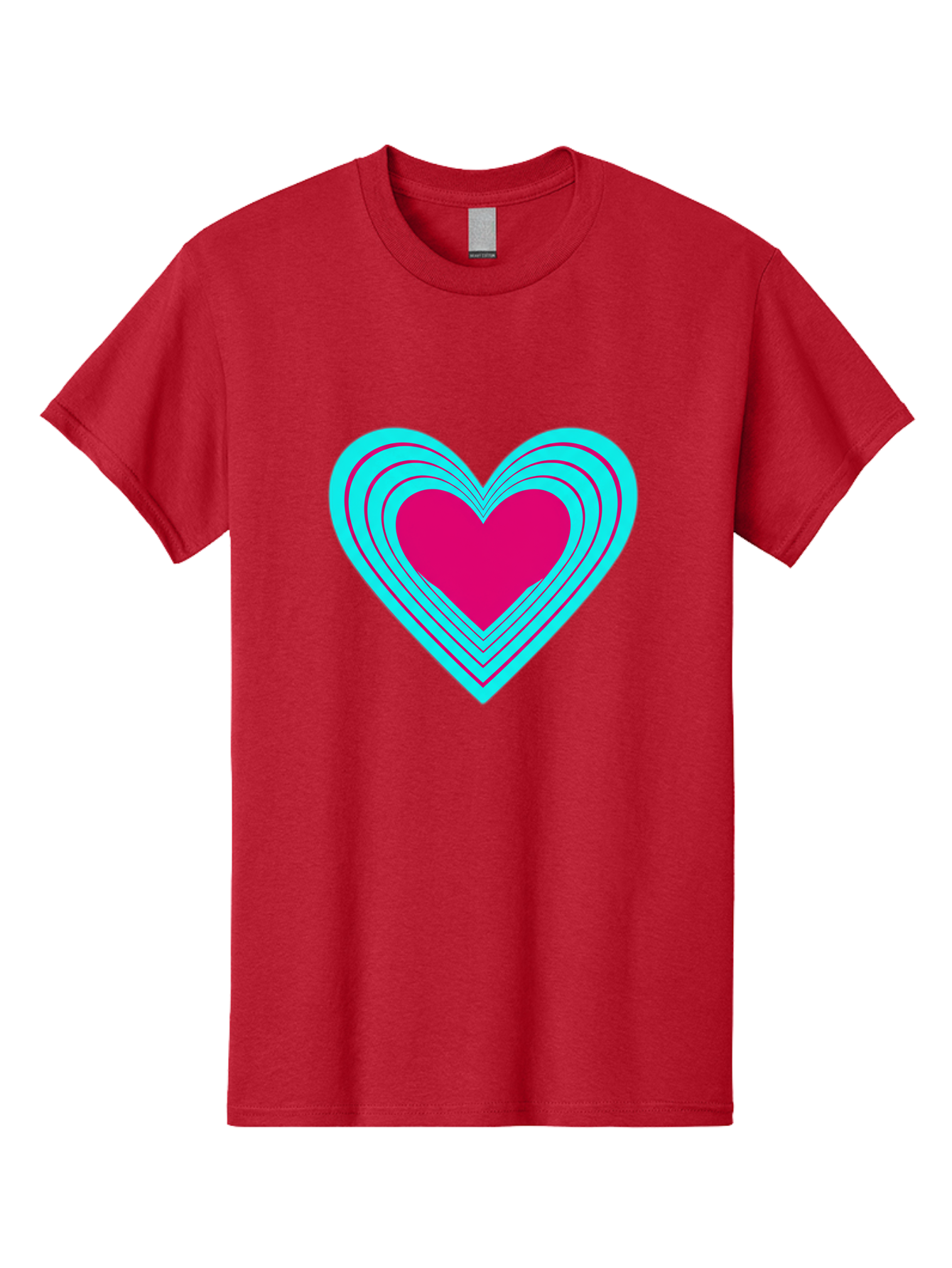 Layered-Heart Men'S Graphic Tee, 100% Cotton, Comfortable Casual Summer Wear, Machine Washable, Layered Heart, Pink And Blue Heart, Love Symbol, Valentine'S Day, Heart Shape, Digital Art, Graphic Design, Layered Effect Bae065 5