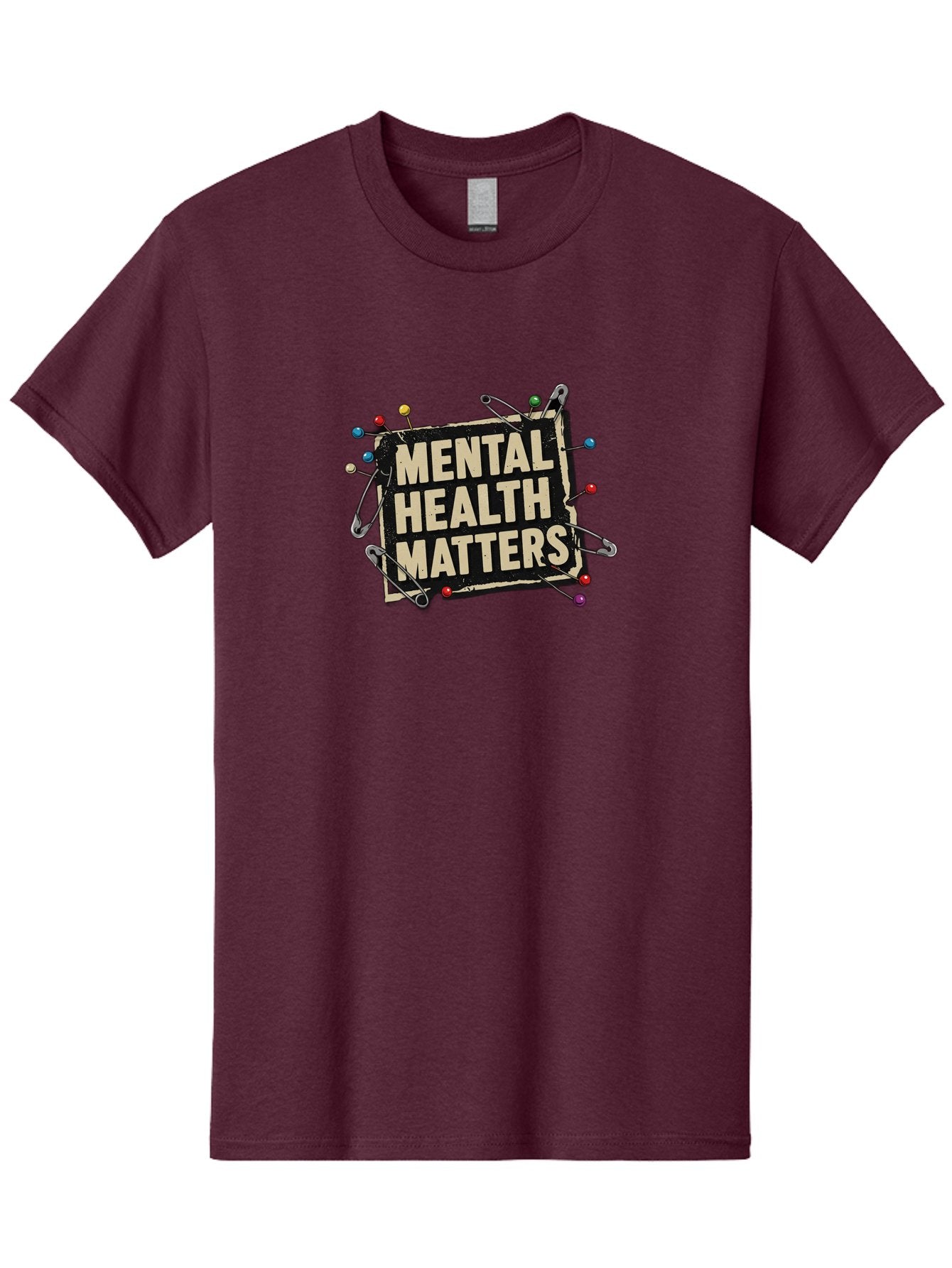 Mental-Health-Matters-2 Men'S Graphic Tee, 100% Cotton, Comfortable Casual Summer Wear, Machine Washable, Mental Health Awareness, Mental Health Matters, Mental Health Importance, Safety Pins, Emotional Support, Mental Wellness, Self Care, Bae067 6