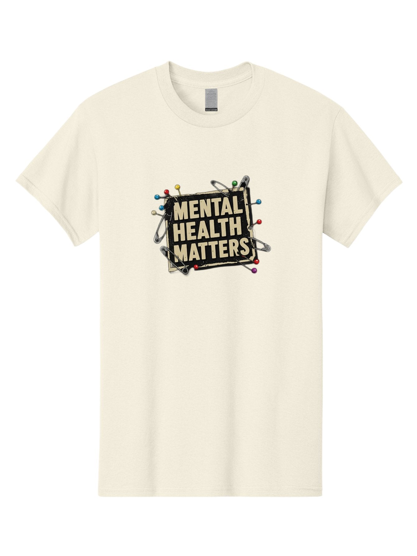 Mental-Health-Matters-2 Men'S Graphic Tee, 100% Cotton, Comfortable Casual Summer Wear, Machine Washable, Mental Health Awareness, Mental Health Matters, Mental Health Importance, Safety Pins, Emotional Support, Mental Wellness, Self Care, Bae067 4