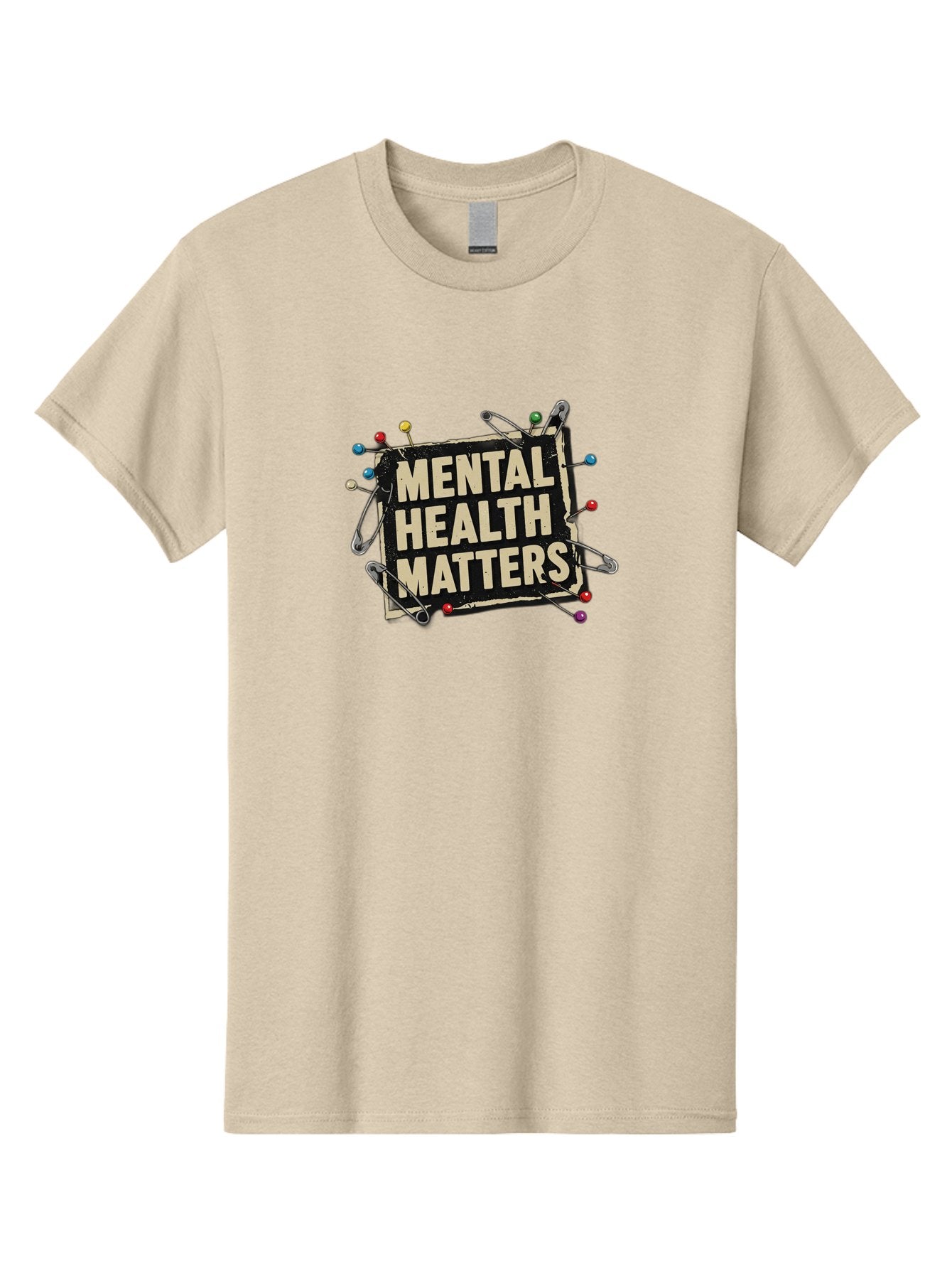 Mental-Health-Matters-2 Men'S Graphic Tee, 100% Cotton, Comfortable Casual Summer Wear, Machine Washable, Mental Health Awareness, Mental Health Matters, Mental Health Importance, Safety Pins, Emotional Support, Mental Wellness, Self Care, Bae067 9