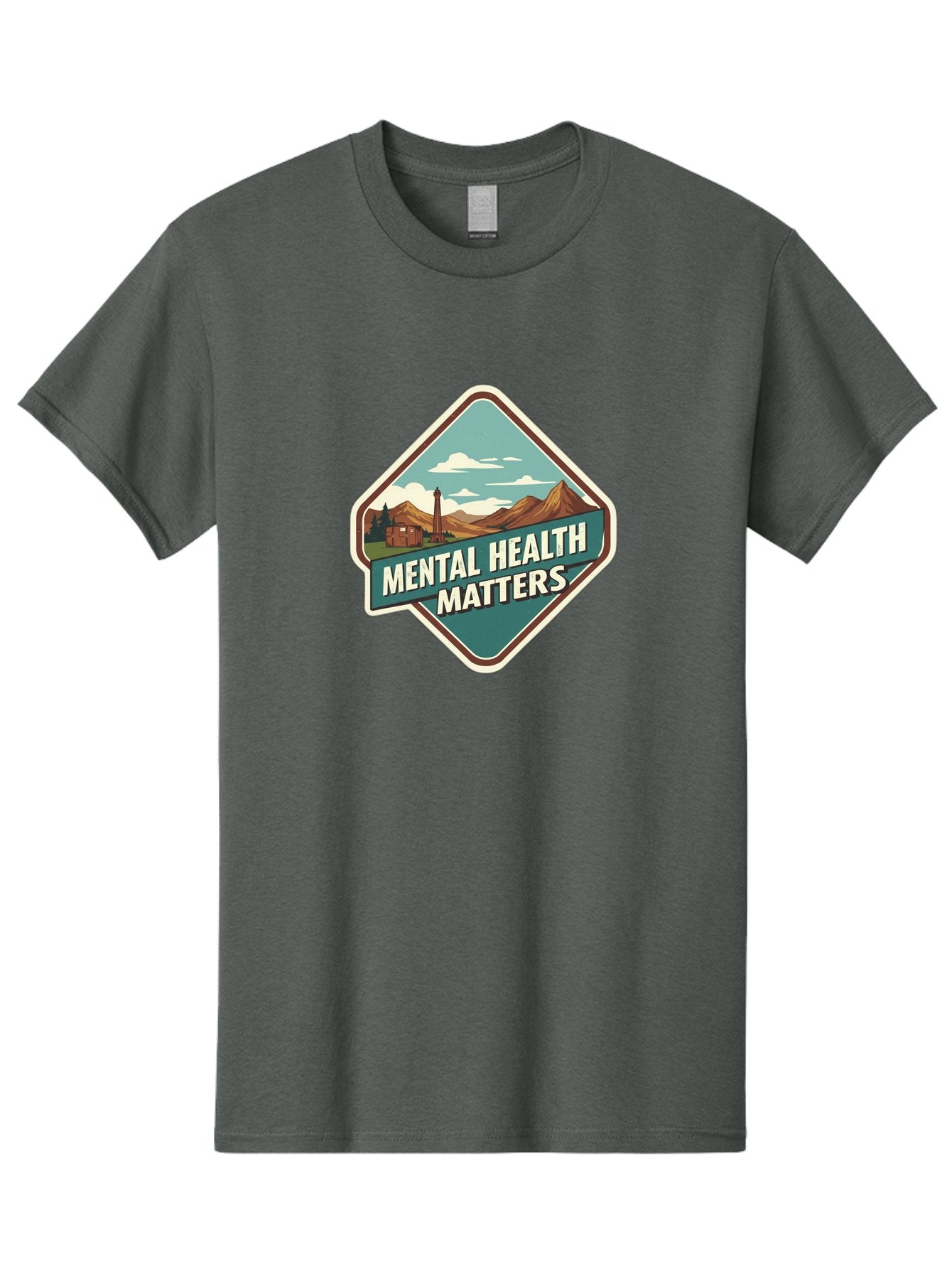 Mental-Health-Matters-5 Men'S Graphic Tee, 100% Cotton, Comfortable Casual Summer Wear, Machine Washable, Mental Health Awareness, Rural Landscape, Mountains, Cloudy Sky, Lighthouse, Mental Health Matters, Self-Care, Wellness, Mindfulness, Bae070 10