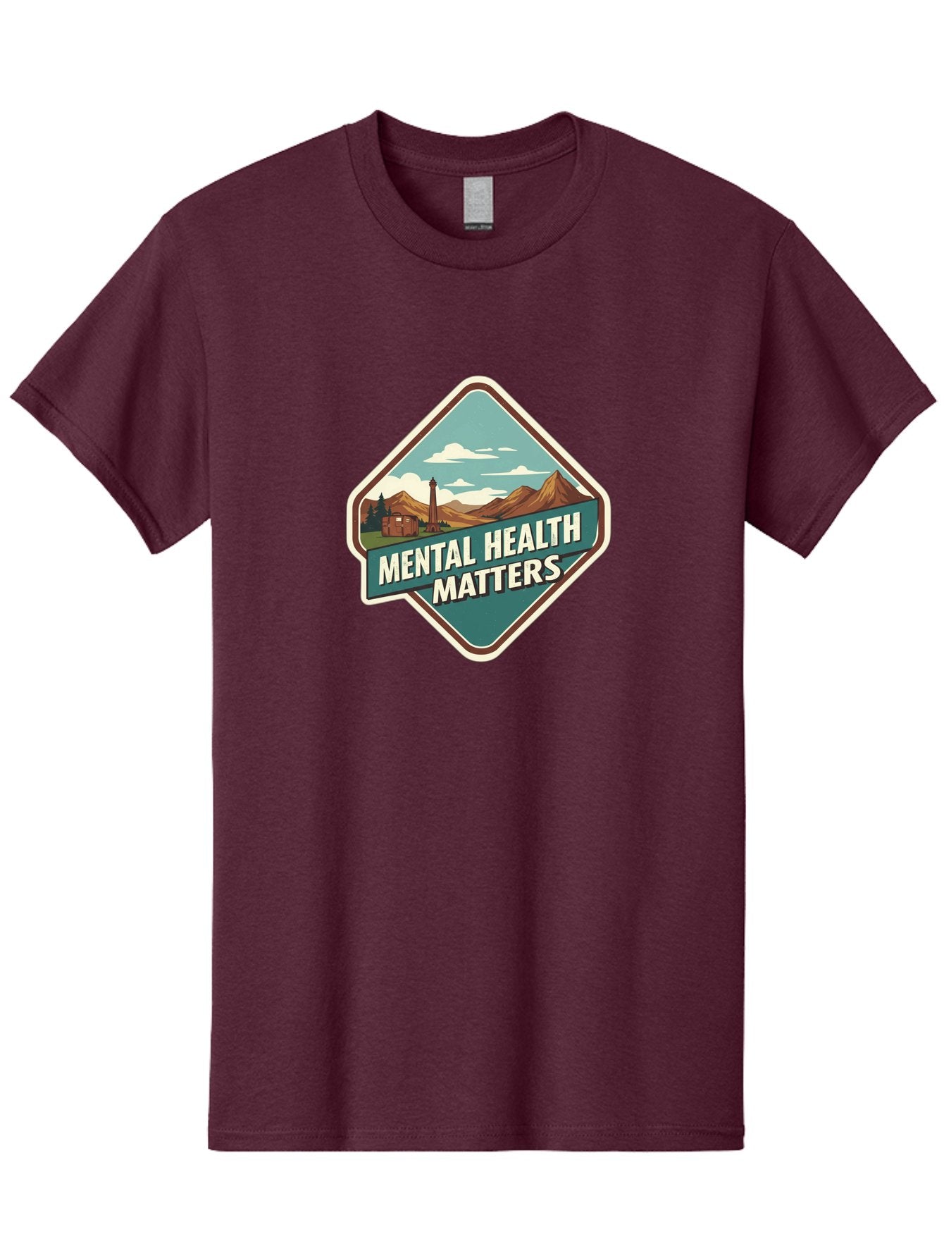 Mental-Health-Matters-5 Men'S Graphic Tee, 100% Cotton, Comfortable Casual Summer Wear, Machine Washable, Mental Health Awareness, Rural Landscape, Mountains, Cloudy Sky, Lighthouse, Mental Health Matters, Self-Care, Wellness, Mindfulness, Bae070 11