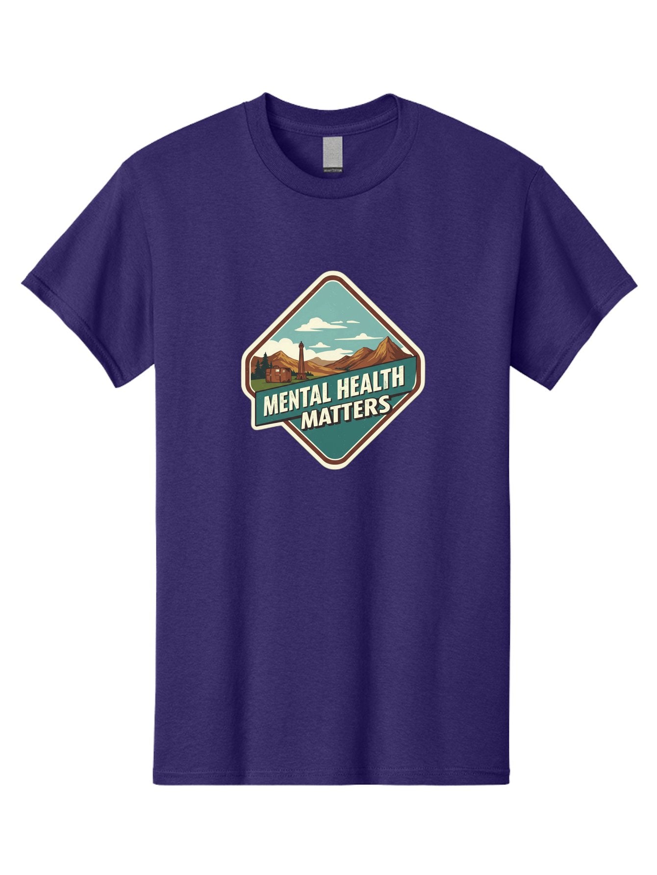 Mental-Health-Matters-5 Men'S Graphic Tee, 100% Cotton, Comfortable Casual Summer Wear, Machine Washable, Mental Health Awareness, Rural Landscape, Mountains, Cloudy Sky, Lighthouse, Mental Health Matters, Self-Care, Wellness, Mindfulness, Bae070 9