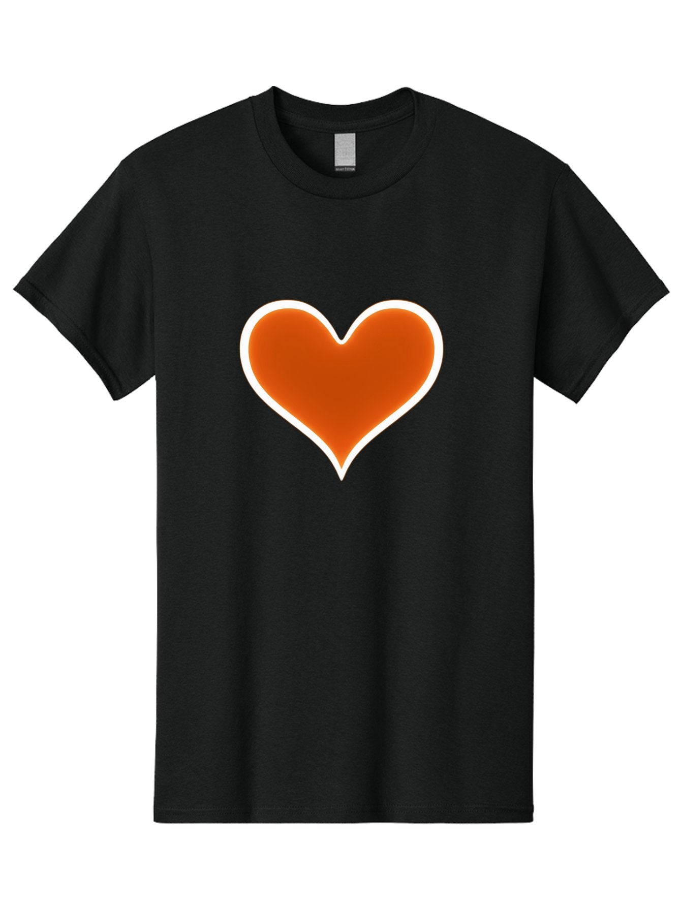 Orange-Heart Men'S Graphic Tee, 100% Cotton, Comfortable Casual Summer Wear, Machine Washable, Orange Heart Symbol, Love Icon, Heart Shape, White Outline, Love Sign, Heart Illustration, Orange Color, Heart Graphic Bae073
