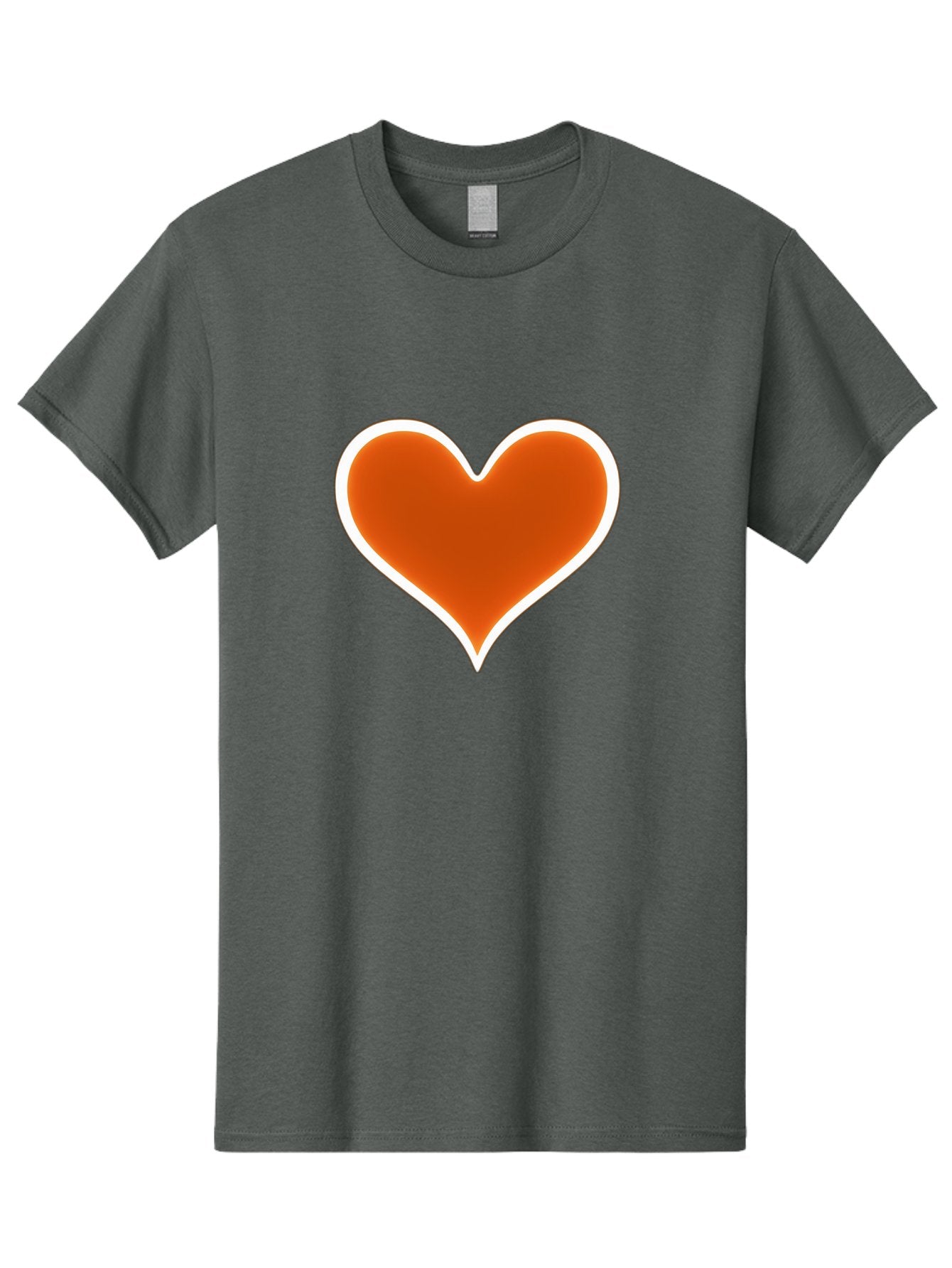 Orange-Heart Men'S Graphic Tee, 100% Cotton, Comfortable Casual Summer Wear, Machine Washable, Orange Heart Symbol, Love Icon, Heart Shape, White Outline, Love Sign, Heart Illustration, Orange Color, Heart Graphic Bae073 13