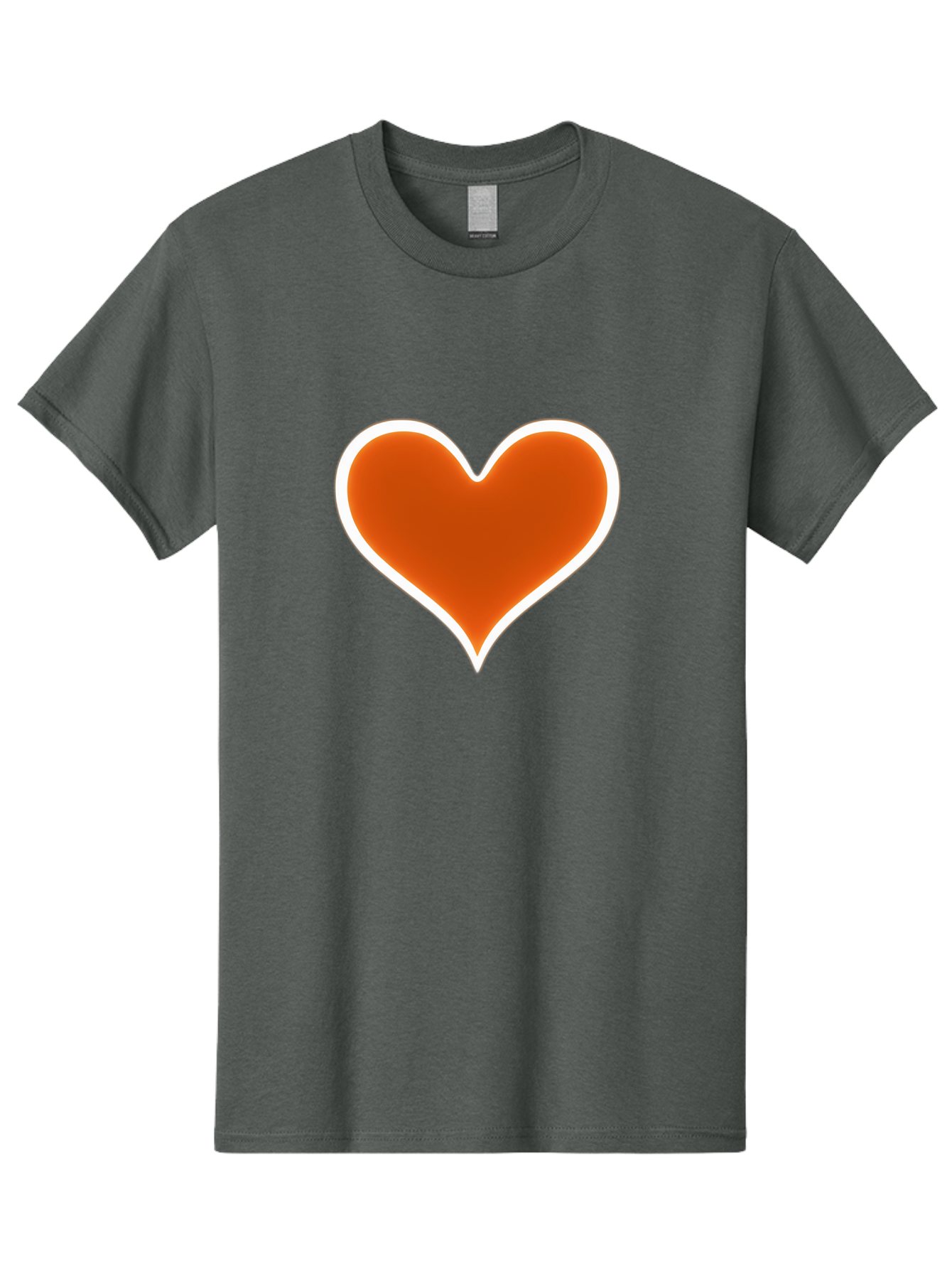 Orange-Heart Men'S Graphic Tee, 100% Cotton, Comfortable Casual Summer Wear, Machine Washable, Orange Heart Symbol, Love Icon, Heart Shape, White Outline, Love Sign, Heart Illustration, Orange Color, Heart Graphic Bae073 15
