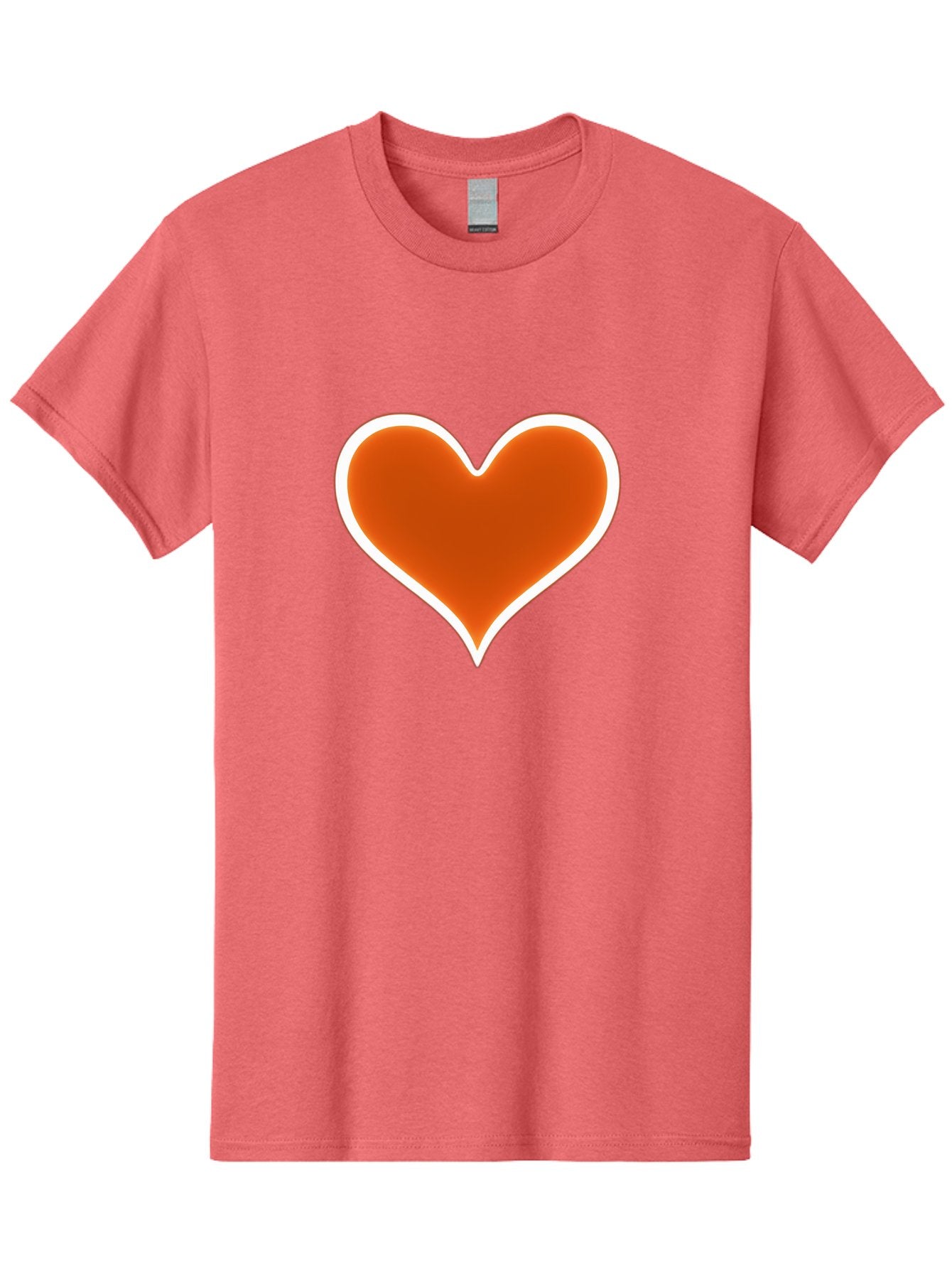 Orange-Heart Men'S Graphic Tee, 100% Cotton, Comfortable Casual Summer Wear, Machine Washable, Orange Heart Symbol, Love Icon, Heart Shape, White Outline, Love Sign, Heart Illustration, Orange Color, Heart Graphic Bae073 8