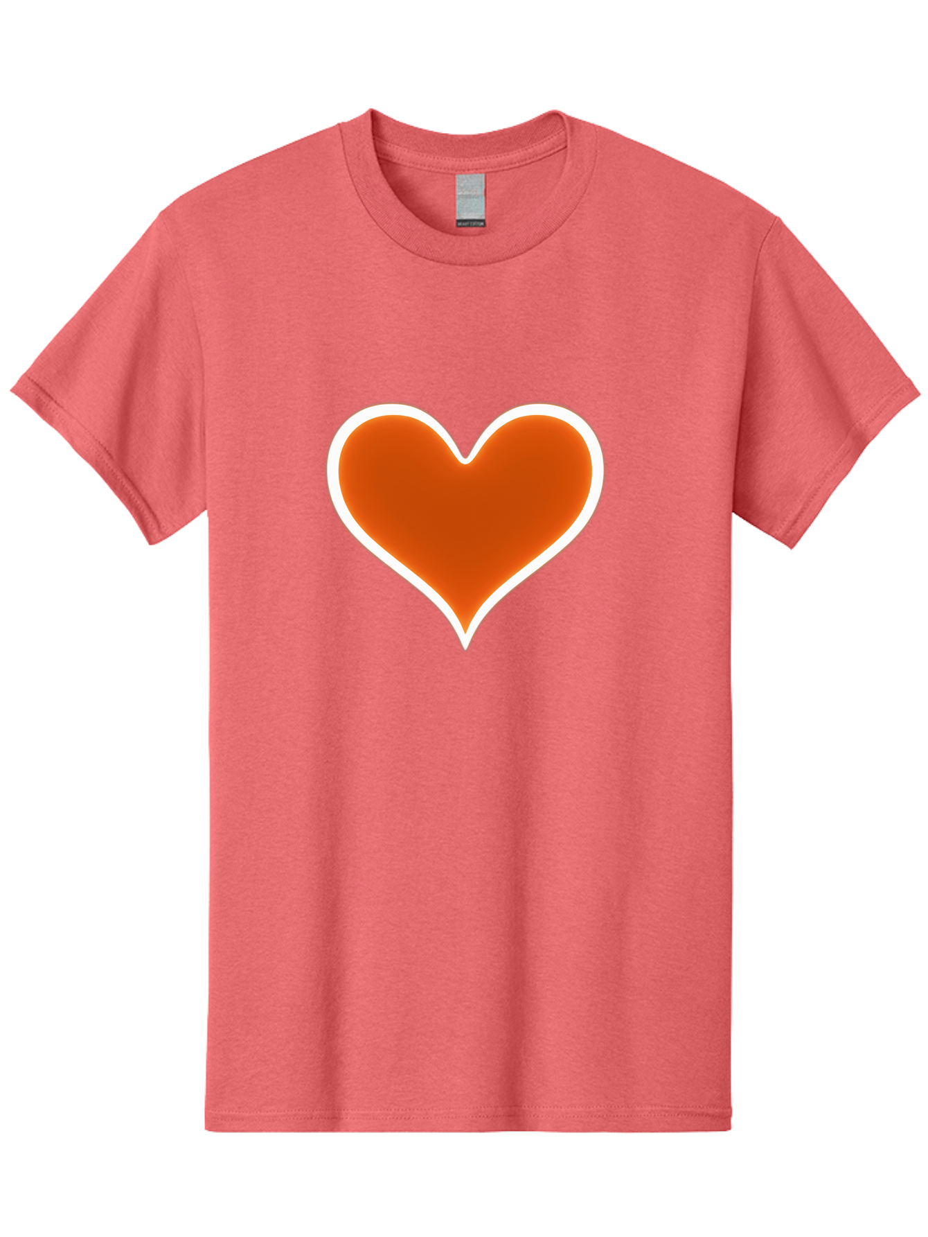 Orange-Heart Men'S Graphic Tee, 100% Cotton, Comfortable Casual Summer Wear, Machine Washable, Orange Heart Symbol, Love Icon, Heart Shape, White Outline, Love Sign, Heart Illustration, Orange Color, Heart Graphic Bae073 6