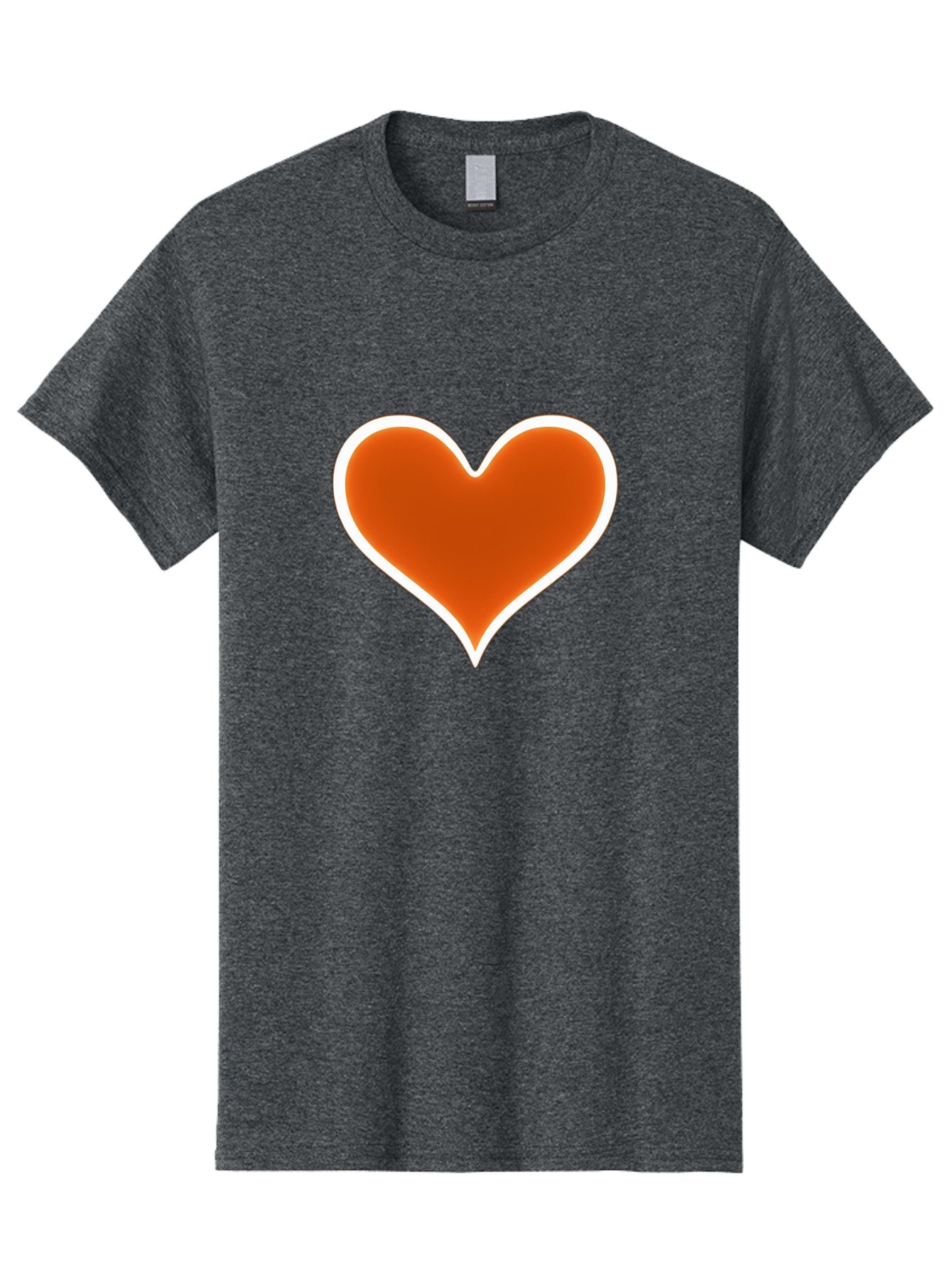 Orange-Heart Men'S Graphic Tee, 100% Cotton, Comfortable Casual Summer Wear, Machine Washable, Orange Heart Symbol, Love Icon, Heart Shape, White Outline, Love Sign, Heart Illustration, Orange Color, Heart Graphic Bae073 7