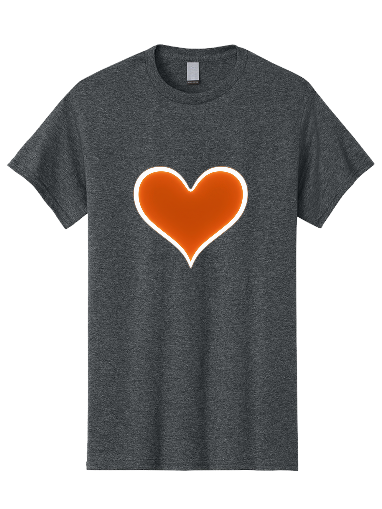 Orange-Heart Men'S Graphic Tee, 100% Cotton, Comfortable Casual Summer Wear, Machine Washable, Orange Heart Symbol, Love Icon, Heart Shape, White Outline, Love Sign, Heart Illustration, Orange Color, Heart Graphic Bae073 13