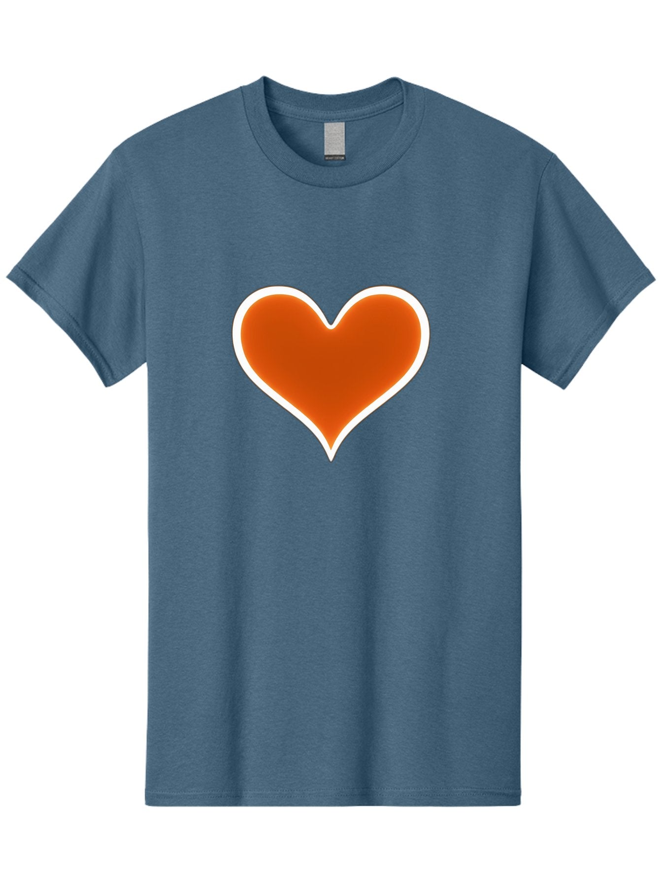 Orange-Heart Men'S Graphic Tee, 100% Cotton, Comfortable Casual Summer Wear, Machine Washable, Orange Heart Symbol, Love Icon, Heart Shape, White Outline, Love Sign, Heart Illustration, Orange Color, Heart Graphic Bae073 10