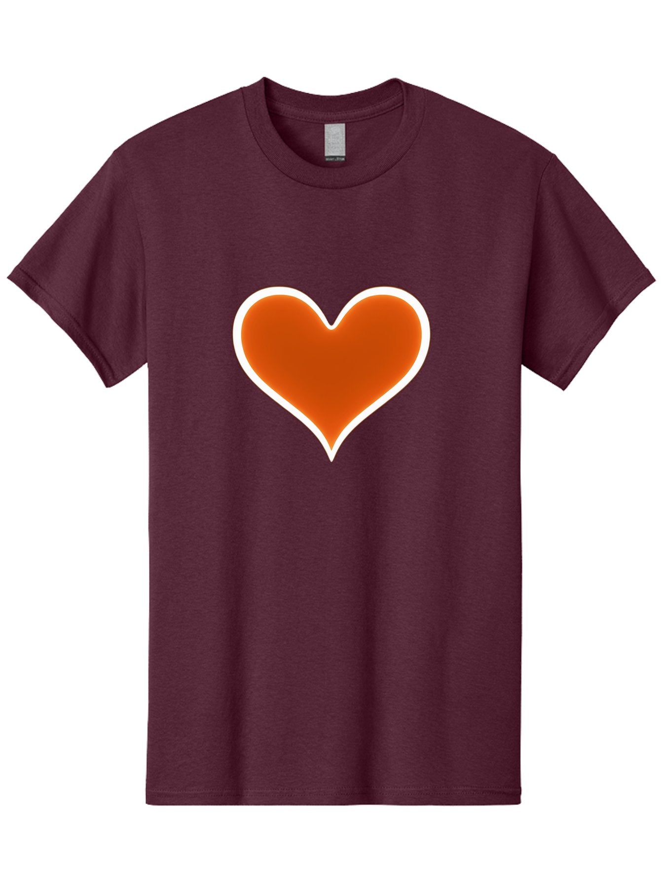 Orange-Heart Men'S Graphic Tee, 100% Cotton, Comfortable Casual Summer Wear, Machine Washable, Orange Heart Symbol, Love Icon, Heart Shape, White Outline, Love Sign, Heart Illustration, Orange Color, Heart Graphic Bae073 11