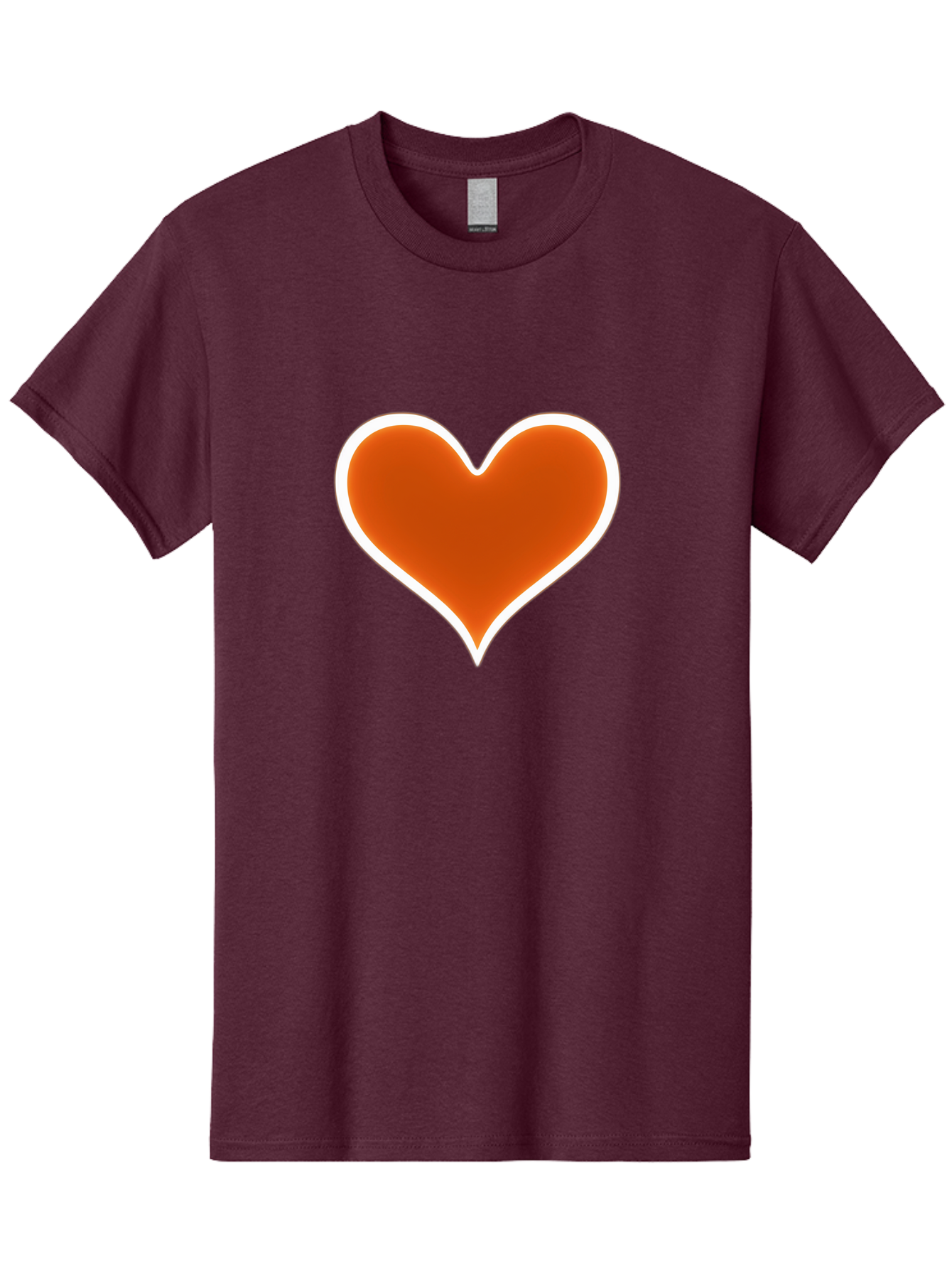 Orange-Heart Men'S Graphic Tee, 100% Cotton, Comfortable Casual Summer Wear, Machine Washable, Orange Heart Symbol, Love Icon, Heart Shape, White Outline, Love Sign, Heart Illustration, Orange Color, Heart Graphic Bae073 4