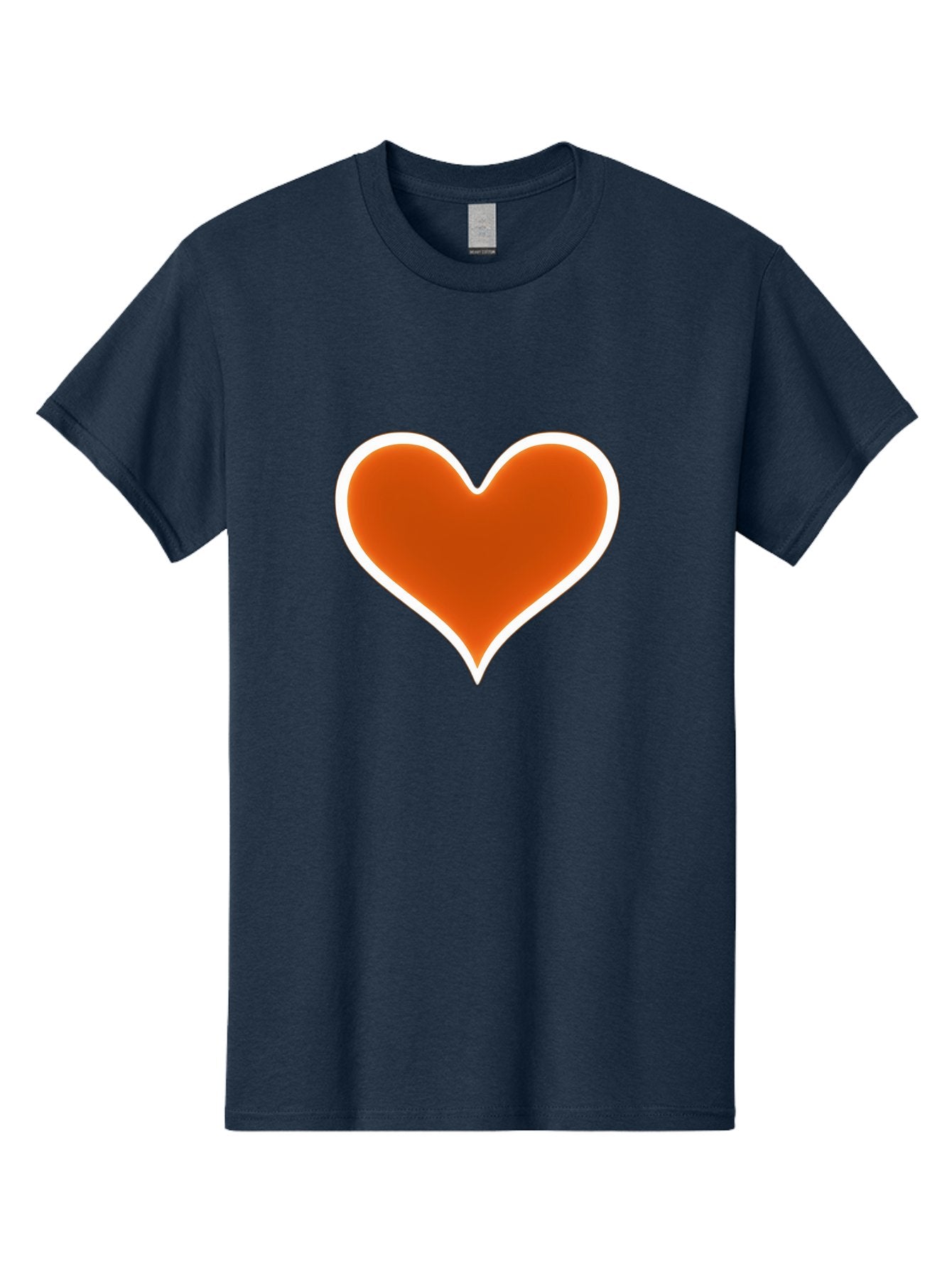 Orange-Heart Men'S Graphic Tee, 100% Cotton, Comfortable Casual Summer Wear, Machine Washable, Orange Heart Symbol, Love Icon, Heart Shape, White Outline, Love Sign, Heart Illustration, Orange Color, Heart Graphic Bae073 4