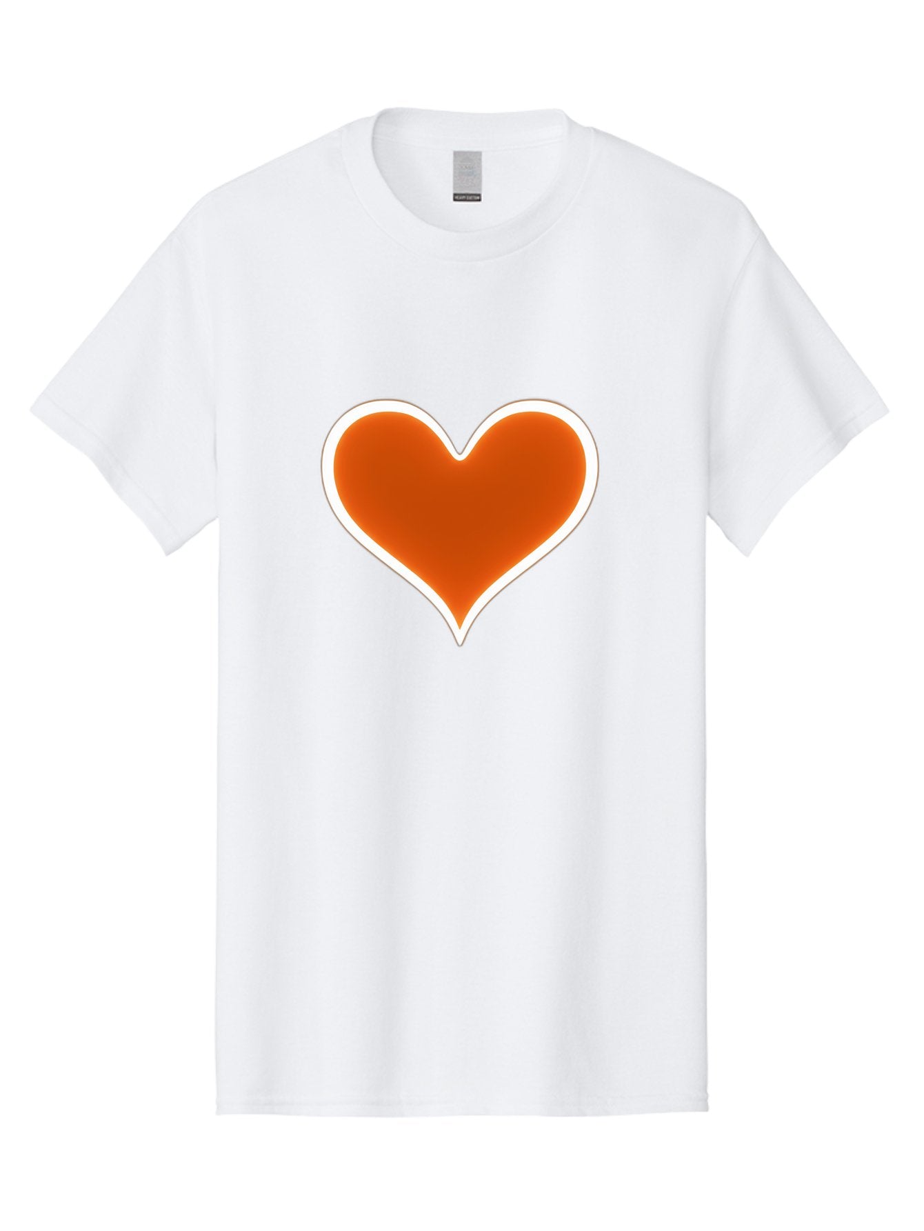 Orange-Heart Men'S Graphic Tee, 100% Cotton, Comfortable Casual Summer Wear, Machine Washable, Orange Heart Symbol, Love Icon, Heart Shape, White Outline, Love Sign, Heart Illustration, Orange Color, Heart Graphic Bae073