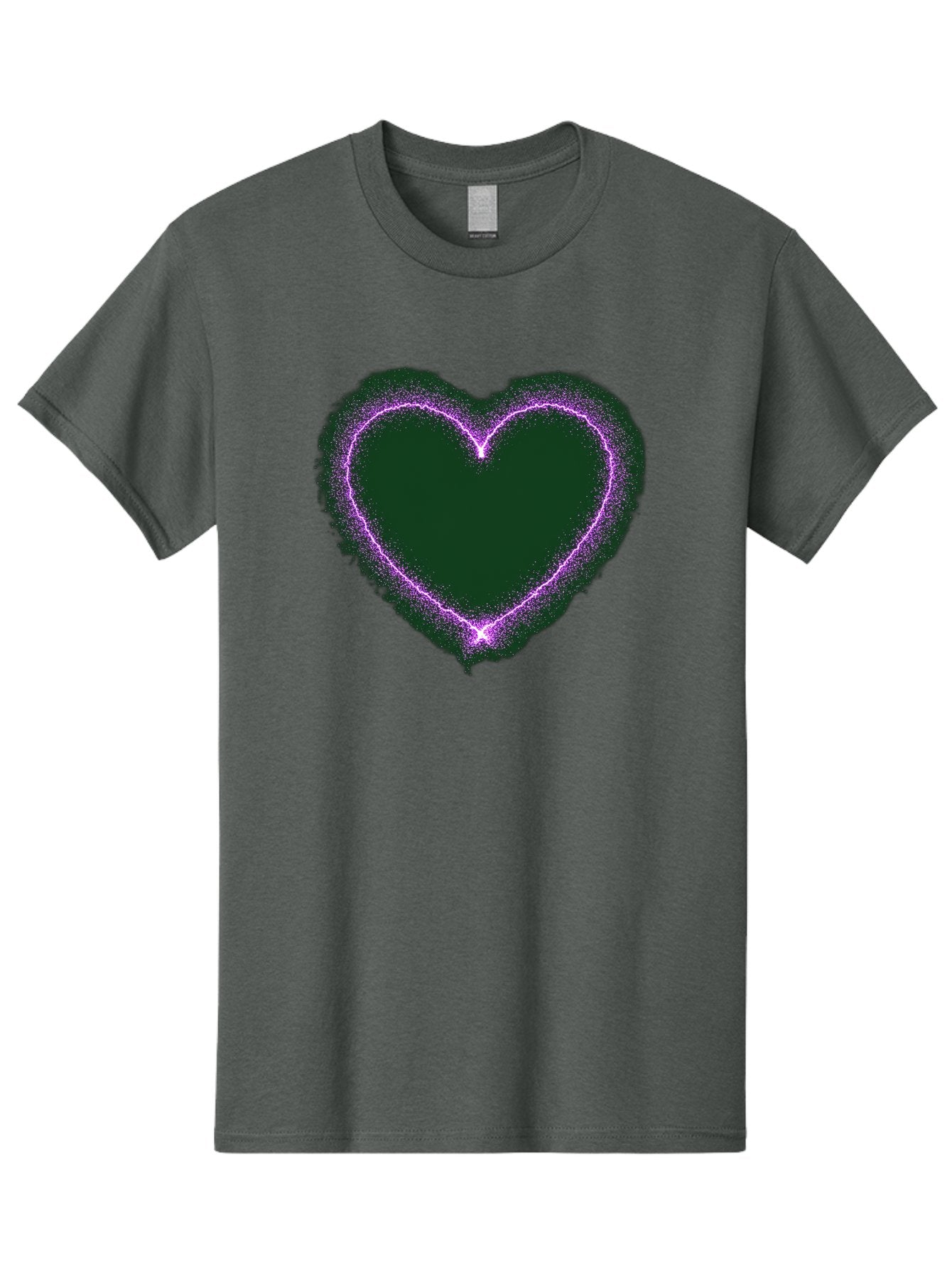 Purple-Heart-1 Men'S Graphic Tee, 100% Cotton, Comfortable Casual Summer Wear, Machine Washable, Purple Heart Shape, Neon Light, Glowing Heart, Love Symbol, Romantic Gesture, Vibrant Purple, Heart Outline, Sparkles, Festive Design, Bae074 5