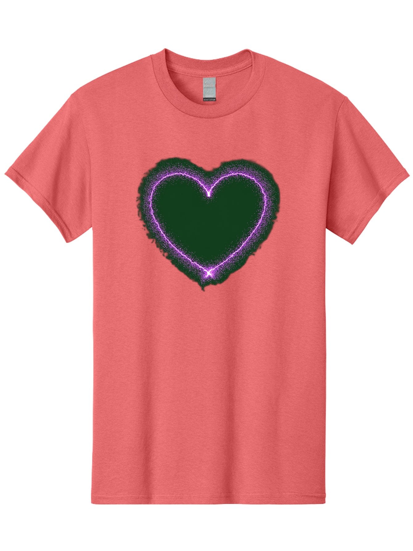 Purple-Heart-1 Men'S Graphic Tee, 100% Cotton, Comfortable Casual Summer Wear, Machine Washable, Purple Heart Shape, Neon Light, Glowing Heart, Love Symbol, Romantic Gesture, Vibrant Purple, Heart Outline, Sparkles, Festive Design, Bae074 14