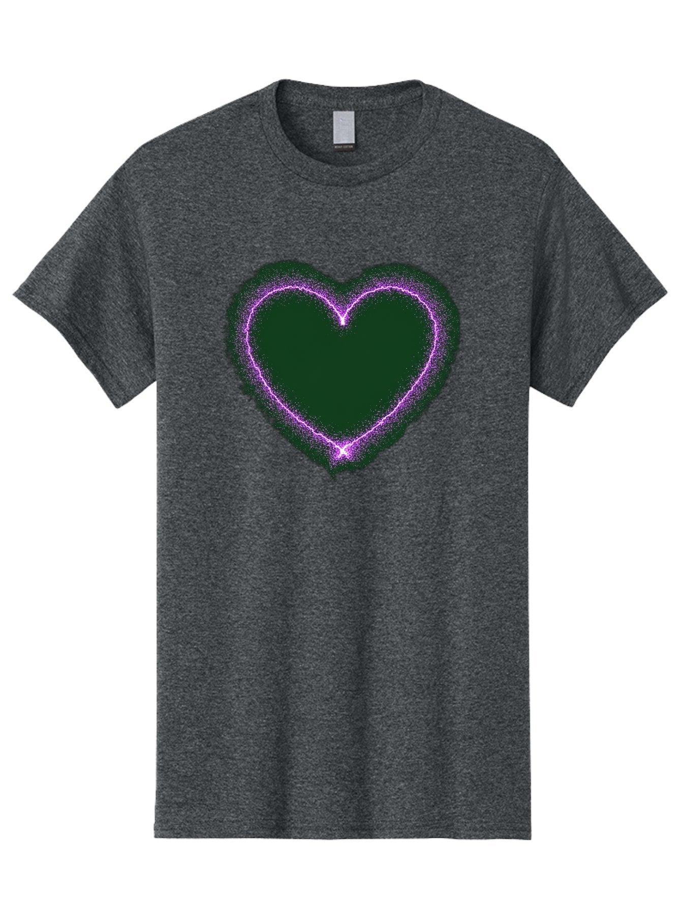 Purple-Heart-1 Men'S Graphic Tee, 100% Cotton, Comfortable Casual Summer Wear, Machine Washable, Purple Heart Shape, Neon Light, Glowing Heart, Love Symbol, Romantic Gesture, Vibrant Purple, Heart Outline, Sparkles, Festive Design, Bae074 6