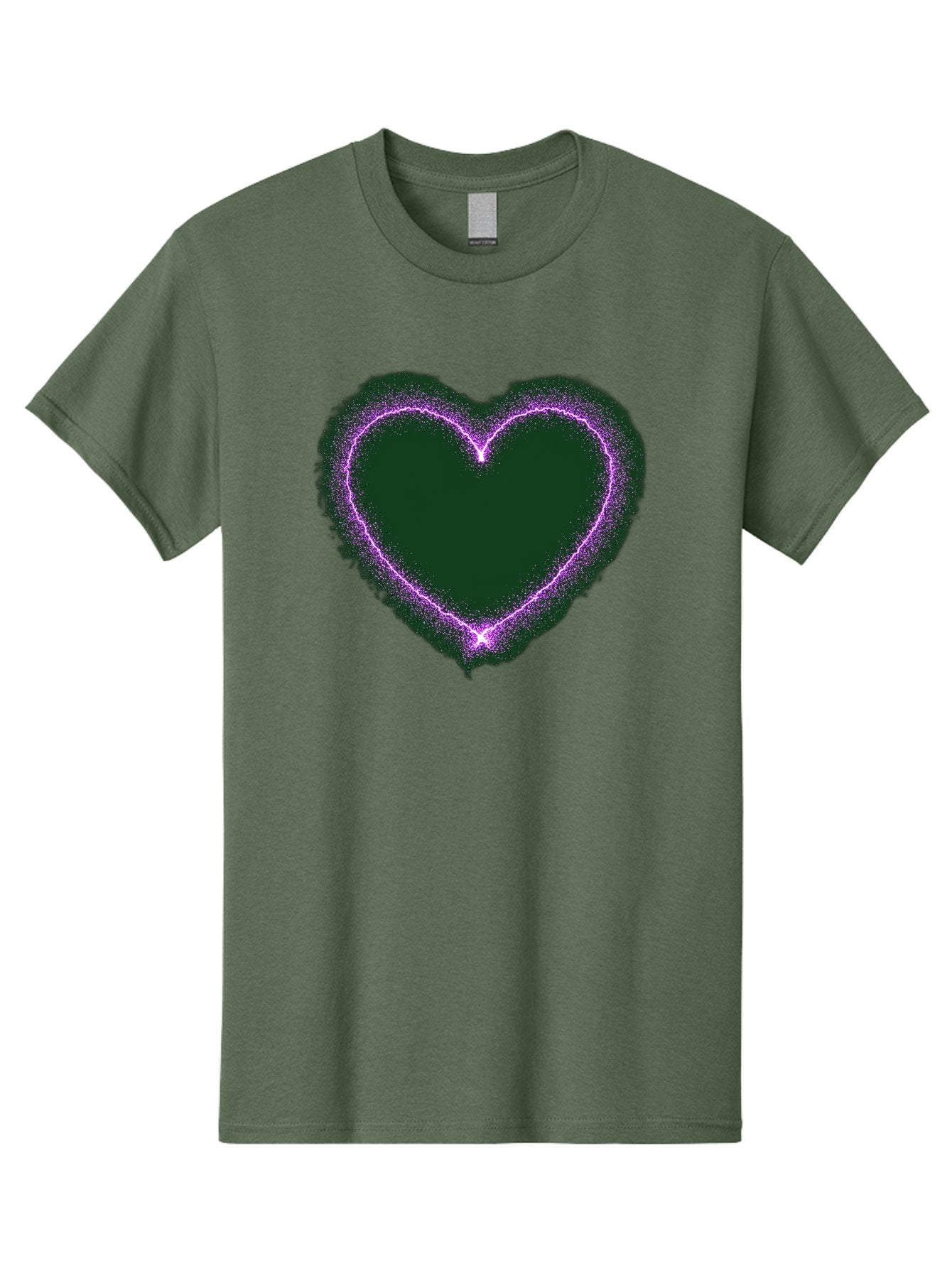 Purple-Heart-1 Men'S Graphic Tee, 100% Cotton, Comfortable Casual Summer Wear, Machine Washable, Purple Heart Shape, Neon Light, Glowing Heart, Love Symbol, Romantic Gesture, Vibrant Purple, Heart Outline, Sparkles, Festive Design, Bae074 12