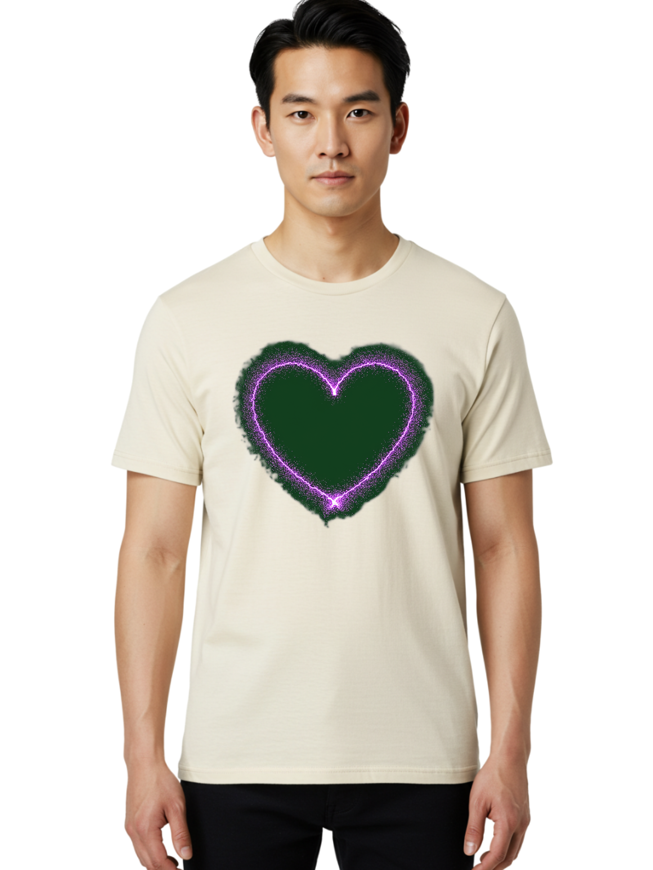 Purple-Heart-1 Men'S Graphic Tee, 100% Cotton, Comfortable Casual Summer Wear, Machine Washable, Purple Heart Shape, Neon Light, Glowing Heart, Love Symbol, Romantic Gesture, Vibrant Purple, Heart Outline, Sparkles, Festive Design, Bae074 20