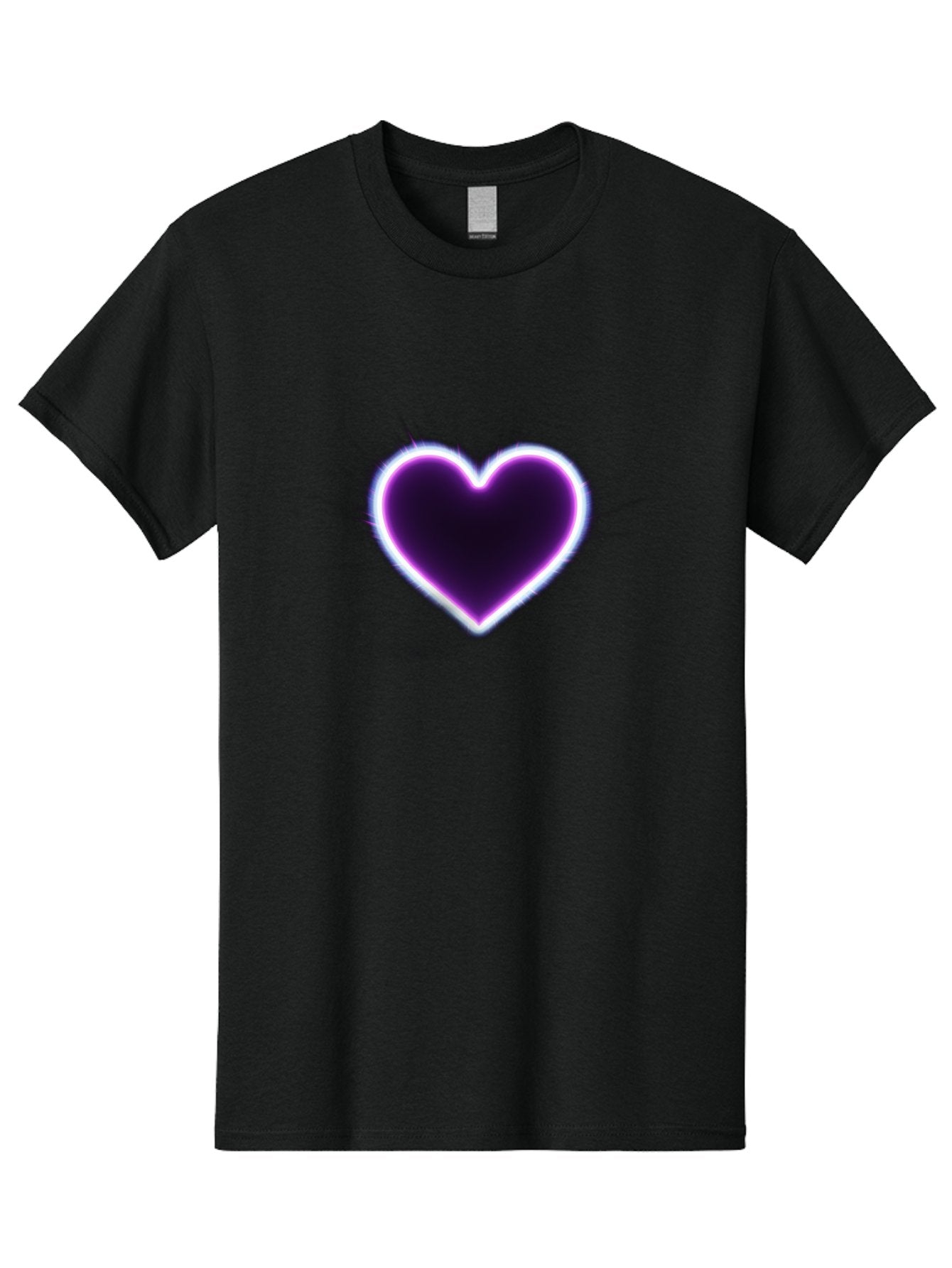 Purple-Heart Men'S Graphic Tee, 100% Cotton, Comfortable Casual Summer Wear, Machine Washable, Purple Heart Icon, Glowing Heart, Purple Neon Glow, Love Symbol, Heart Shape, Vibrant Purple, Emotional Graphic, Valentines Day Graphic, Heart Icon Bae075 4