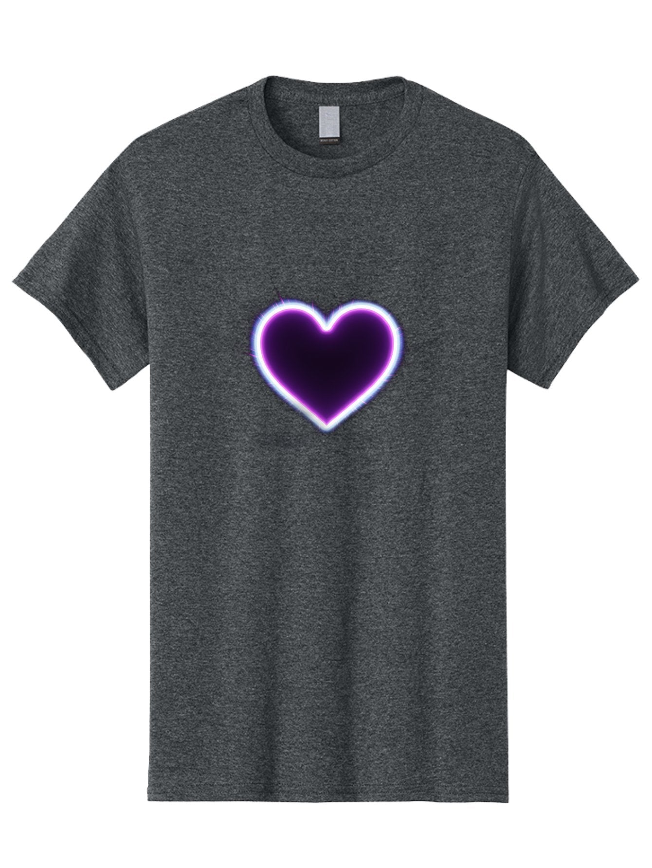 Purple-Heart Men'S Graphic Tee, 100% Cotton, Comfortable Casual Summer Wear, Machine Washable, Purple Heart Icon, Glowing Heart, Purple Neon Glow, Love Symbol, Heart Shape, Vibrant Purple, Emotional Graphic, Valentines Day Graphic, Heart Icon Bae075 7