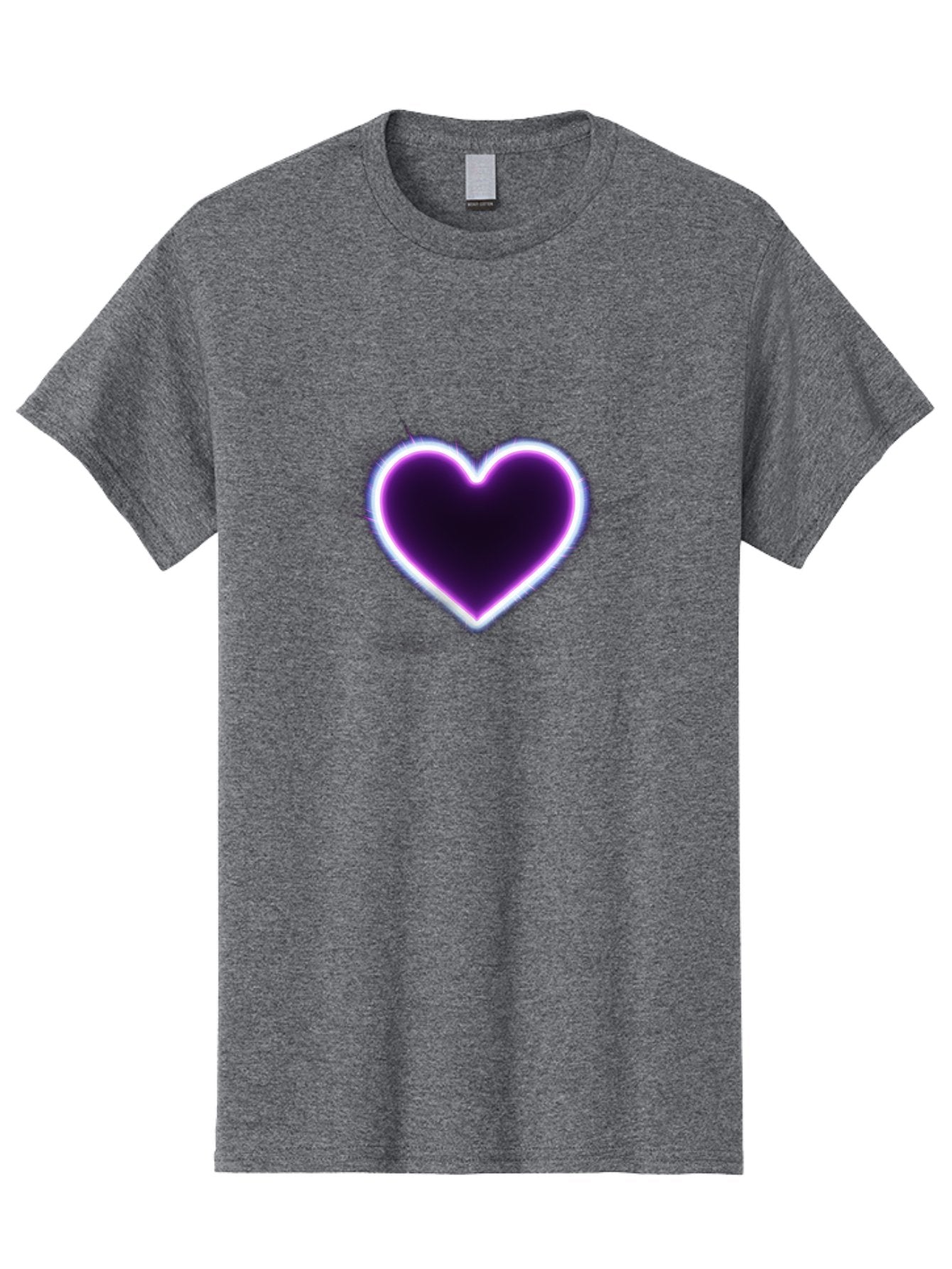 Purple-Heart Men'S Graphic Tee, 100% Cotton, Comfortable Casual Summer Wear, Machine Washable, Purple Heart Icon, Glowing Heart, Purple Neon Glow, Love Symbol, Heart Shape, Vibrant Purple, Emotional Graphic, Valentines Day Graphic, Heart Icon Bae075 3