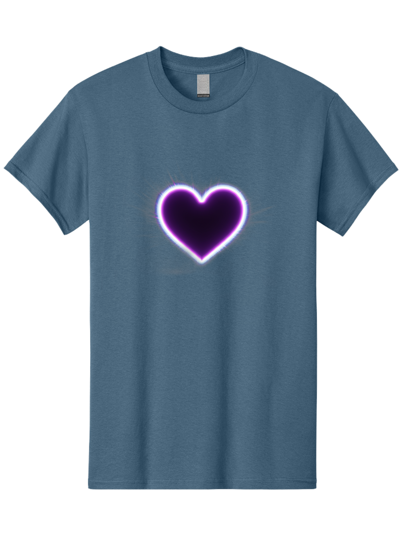 Purple-Heart Men'S Graphic Tee, 100% Cotton, Comfortable Casual Summer Wear, Machine Washable, Purple Heart Icon, Glowing Heart, Purple Neon Glow, Love Symbol, Heart Shape, Vibrant Purple, Emotional Graphic, Valentines Day Graphic, Heart Icon Bae075 3