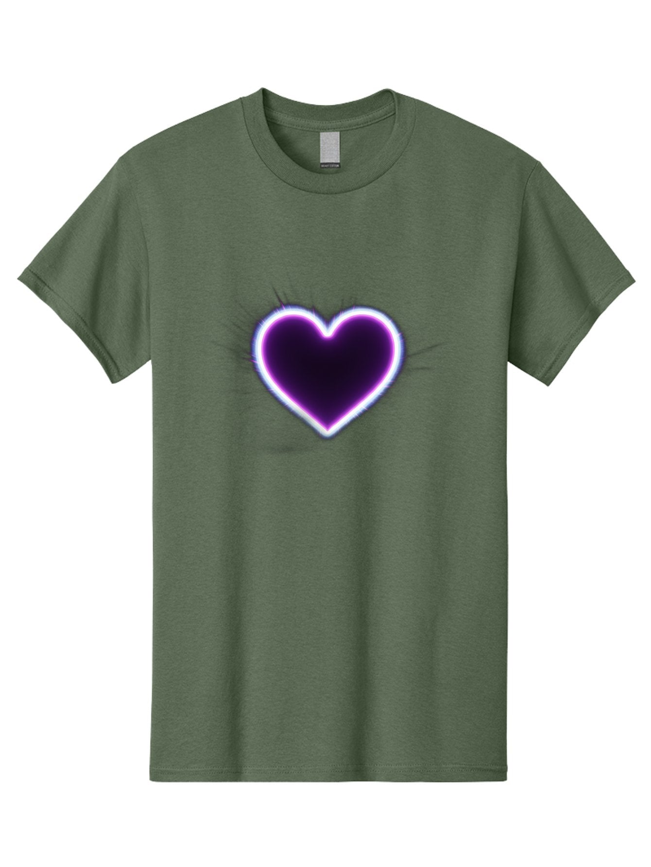 Purple-Heart Men'S Graphic Tee, 100% Cotton, Comfortable Casual Summer Wear, Machine Washable, Purple Heart Icon, Glowing Heart, Purple Neon Glow, Love Symbol, Heart Shape, Vibrant Purple, Emotional Graphic, Valentines Day Graphic, Heart Icon Bae075 5