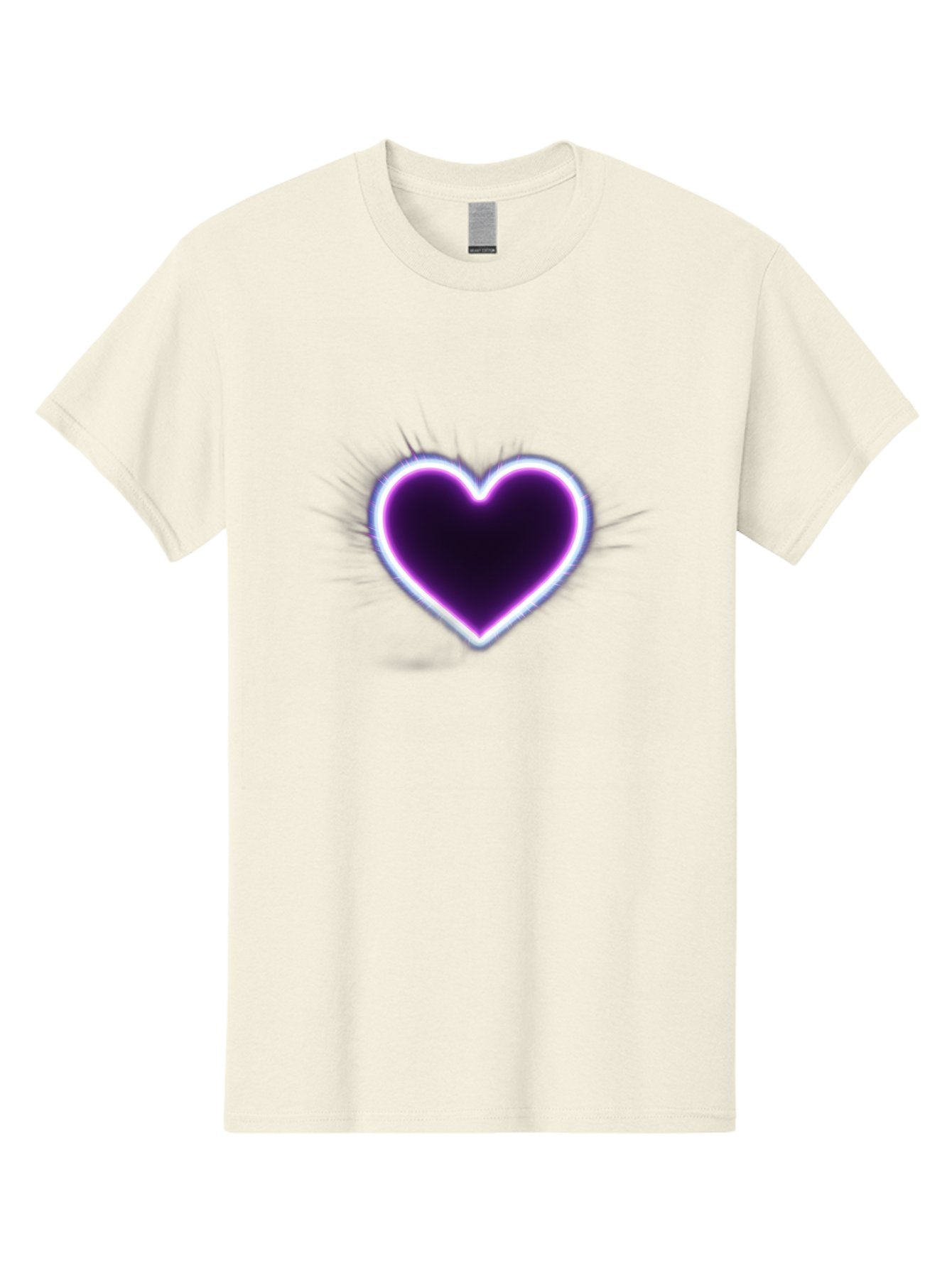 Purple-Heart Men'S Graphic Tee, 100% Cotton, Comfortable Casual Summer Wear, Machine Washable, Purple Heart Icon, Glowing Heart, Purple Neon Glow, Love Symbol, Heart Shape, Vibrant Purple, Emotional Graphic, Valentines Day Graphic, Heart Icon Bae075