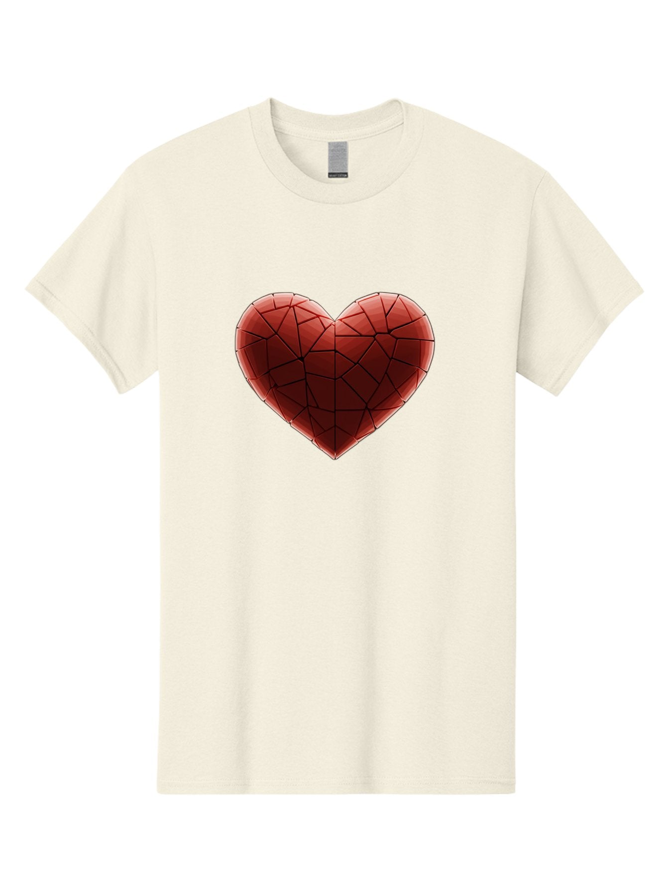 Red-Faceted-Heart Men'S Graphic Tee, 100% Cotton, Comfortable Casual Summer Wear, Machine Washable, Low Poly Heart, Geometric Heart, Red Heart, Love Symbol, Abstract Art, 3D Model, Modern Design, Polygonal Shape, Heart Shape Bae076