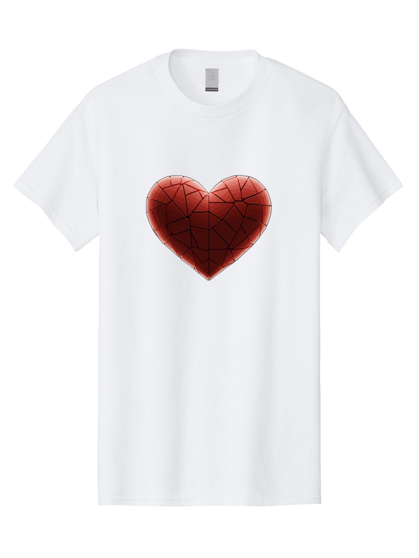 Red-Faceted-Heart Men'S Graphic Tee, 100% Cotton, Comfortable Casual Summer Wear, Machine Washable, Low Poly Heart, Geometric Heart, Red Heart, Love Symbol, Abstract Art, 3D Model, Modern Design, Polygonal Shape, Heart Shape Bae076 6