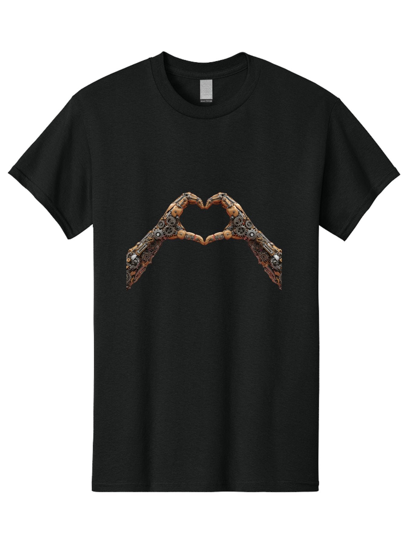 Robot-Hands-Heart Men'S Graphic Tee, 100% Cotton, Comfortable Casual Summer Wear, Machine Washable, Robot Hands Forming A Heart, Steampunk Design, Mechanical Love, Robotic Machinery, Gear Components, Industrial Elements, Symbol Of Affection, Bae078 10