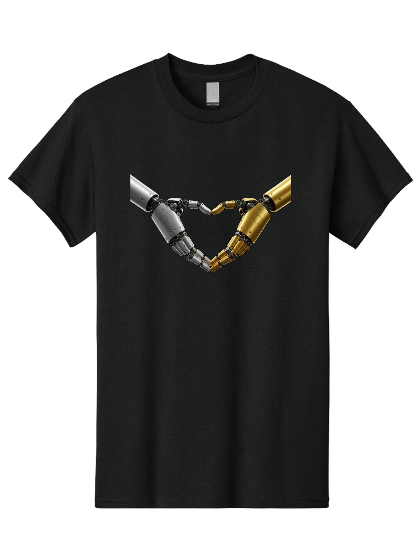 Robotic-Hands Men'S Graphic Tee, 100% Cotton, Comfortable Casual Summer Wear, Machine Washable, Robotic Arms, Mechanical Hands, Artificial Intelligence, Robotic Love, Futuristic Technology, Robotic Connection, Heart Shape Bae080 3