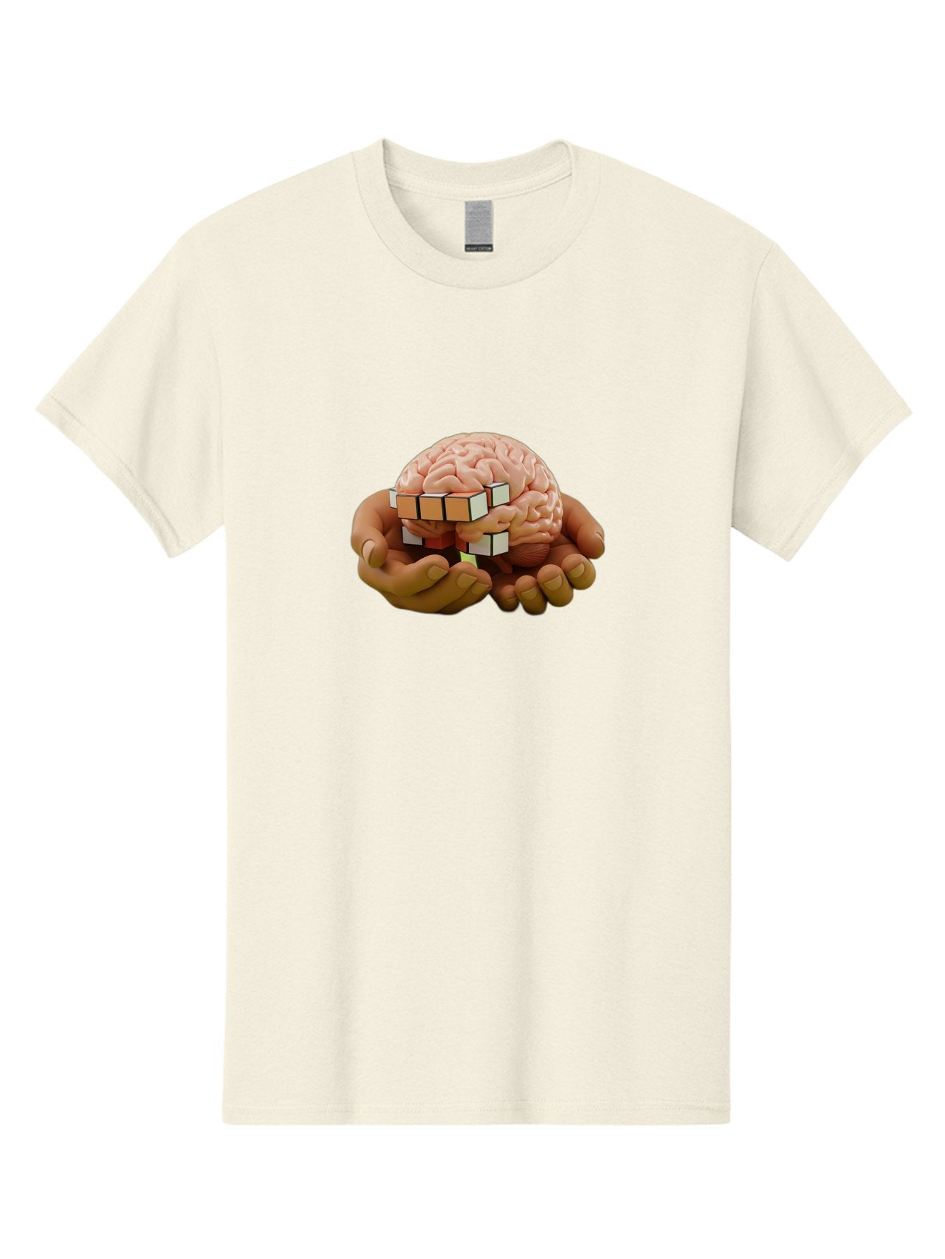 Rubik-S-Cube-Brain Men'S Graphic Tee, 100% Cotton, Comfortable Casual Summer Wear, Machine Washable, Human Brain With Rubik'S Cube, Problem-Solving, Critical Thinking, Cognitive Skills, Puzzle-Solving, Brain Teaser, Intellectual Challenge Bae081 11