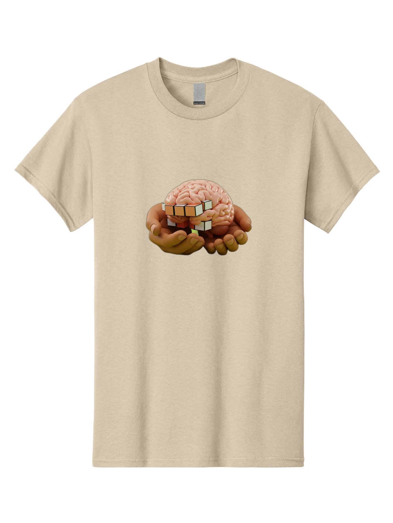Rubik-S-Cube-Brain Men'S Graphic Tee, 100% Cotton, Comfortable Casual Summer Wear, Machine Washable, Human Brain With Rubik'S Cube, Problem-Solving, Critical Thinking, Cognitive Skills, Puzzle-Solving, Brain Teaser, Intellectual Challenge Bae081 13